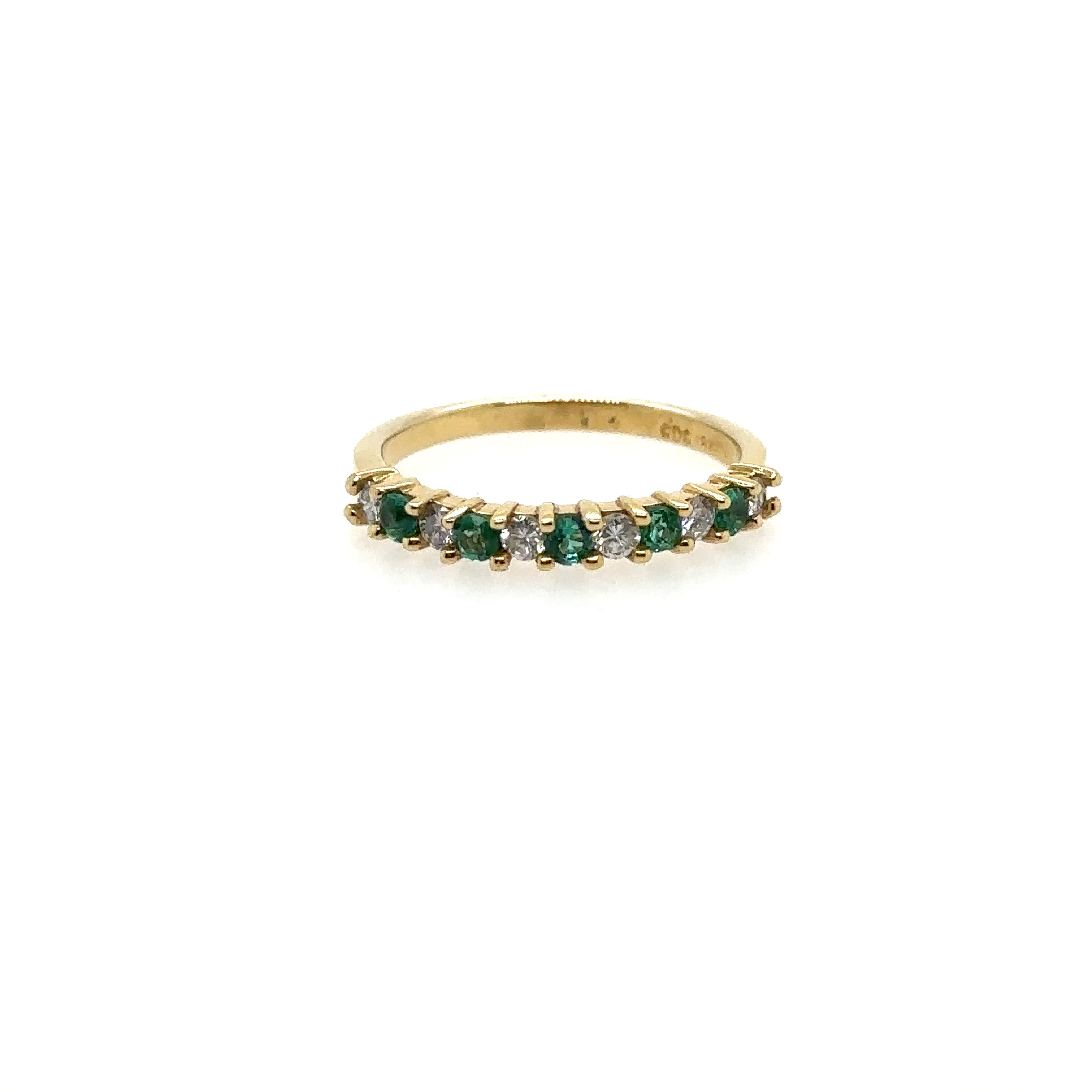 18K Yellow Gold Diamond and Emerald Ring