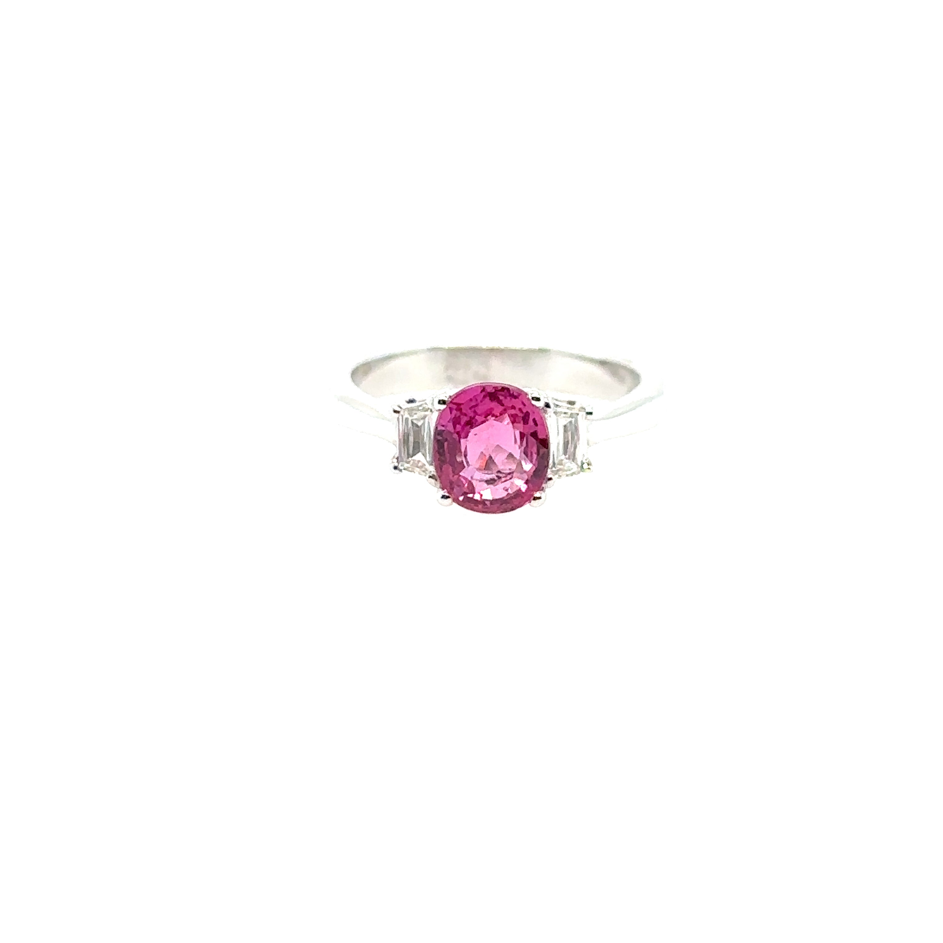 18K White Gold Pink Sapphire and Diamond Ring