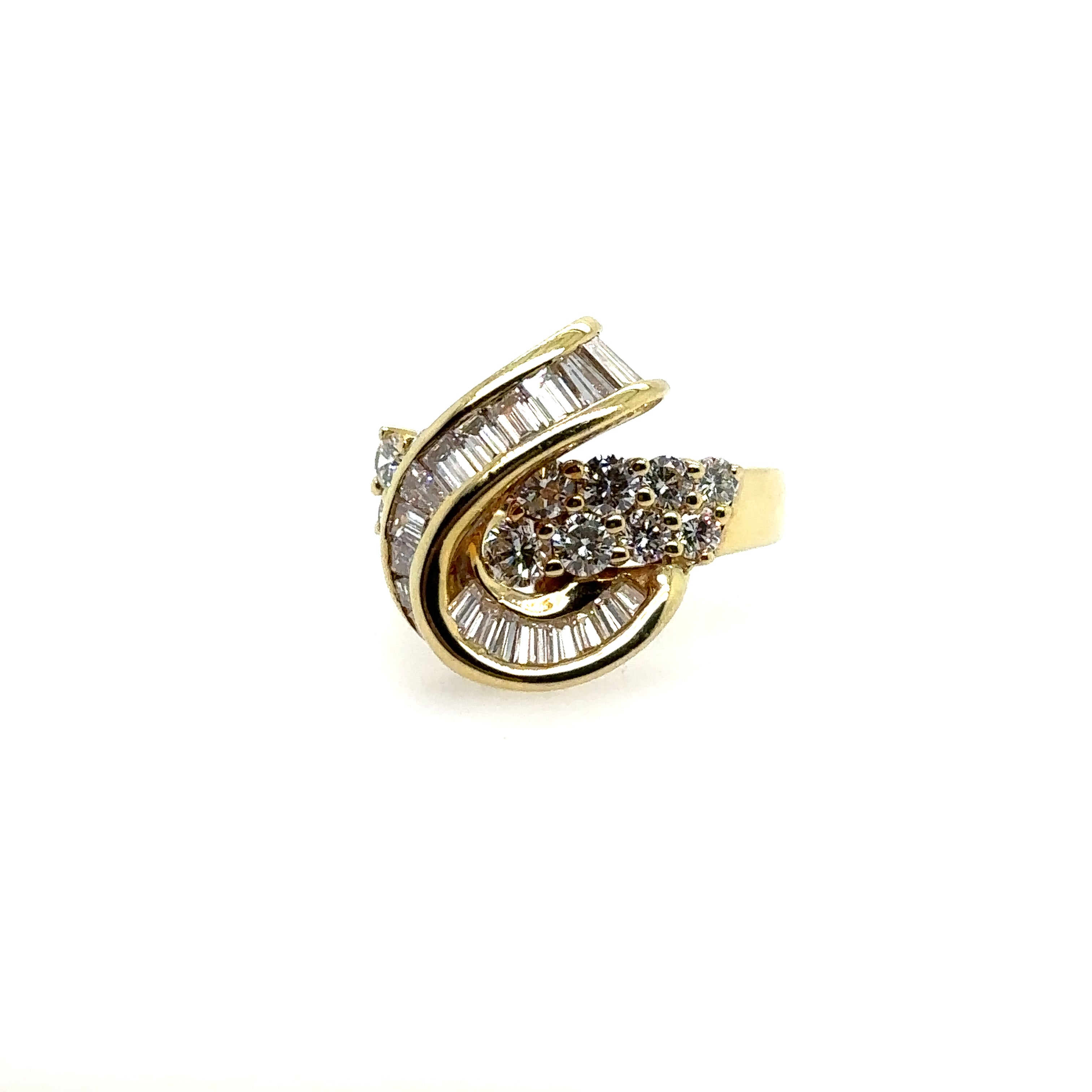 18K Yellow Gold Baguette Cut Diamond Ring 1.13CT