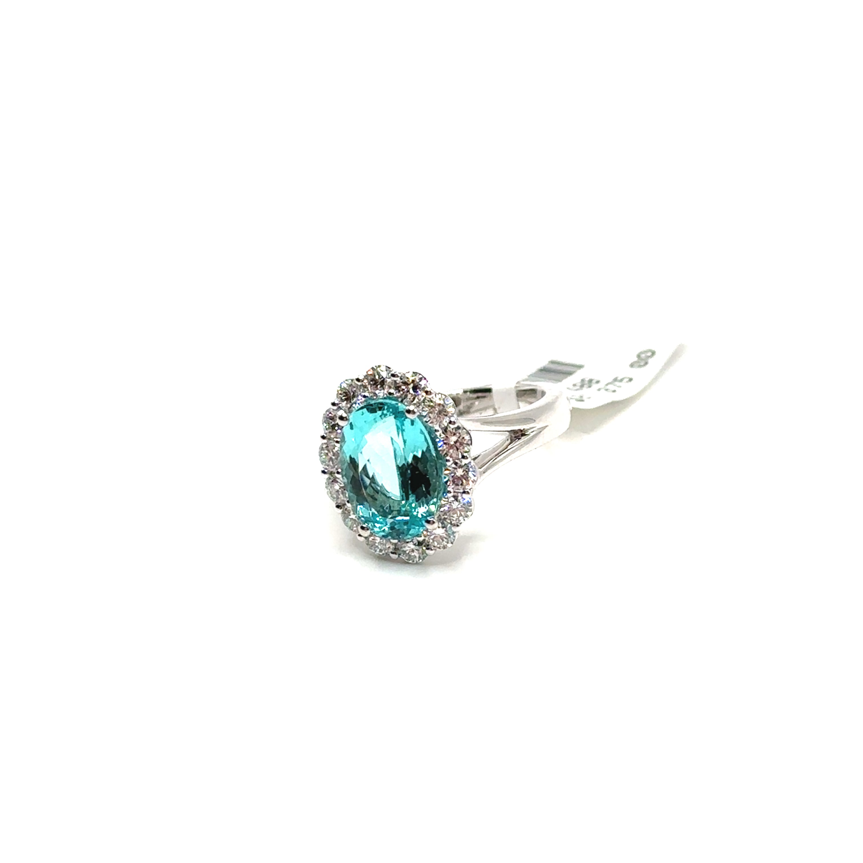 Platinum 4.37CT Paraiba Tourmaline and Diamond Ring