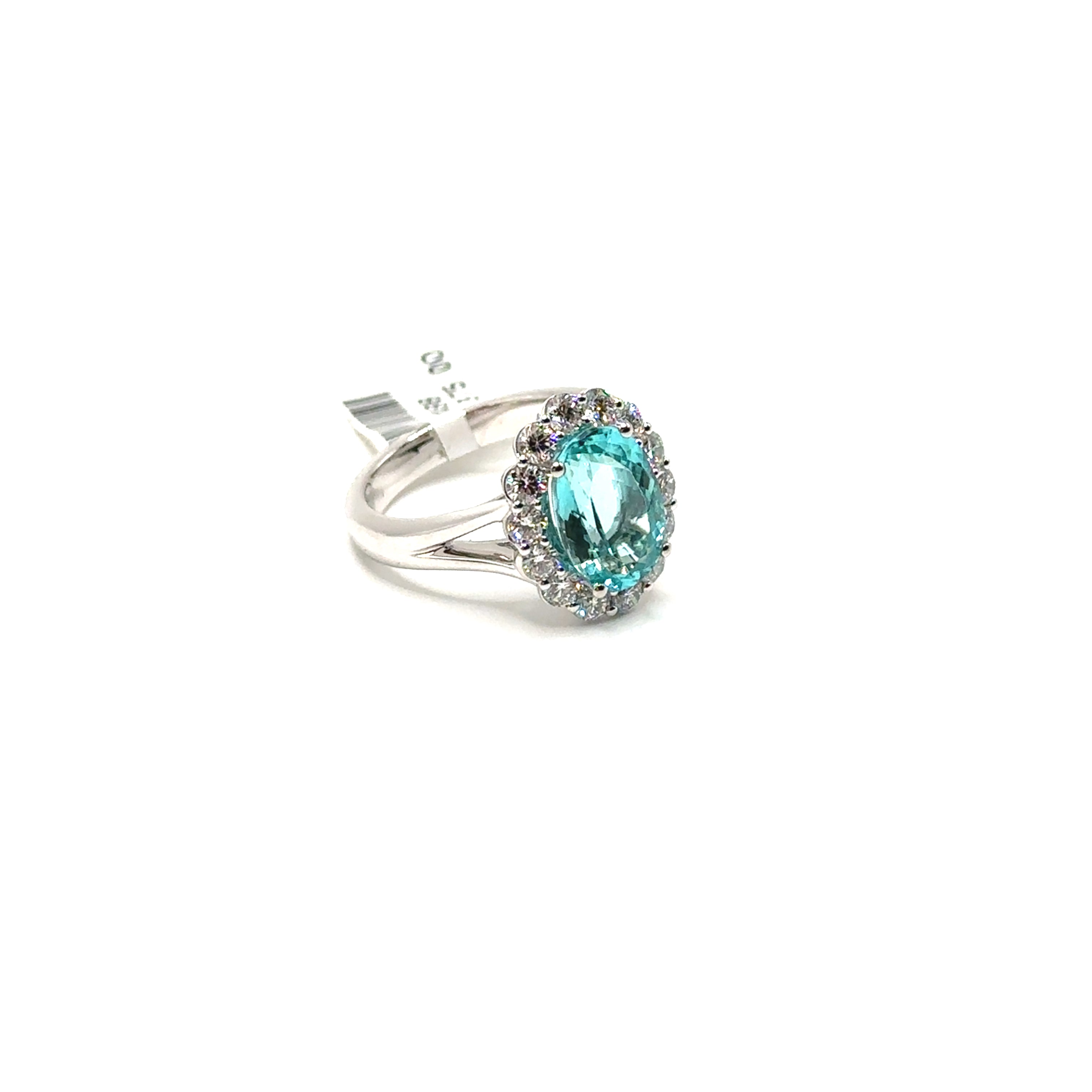 Platinum 4.37CT Paraiba Tourmaline and Diamond Ring
