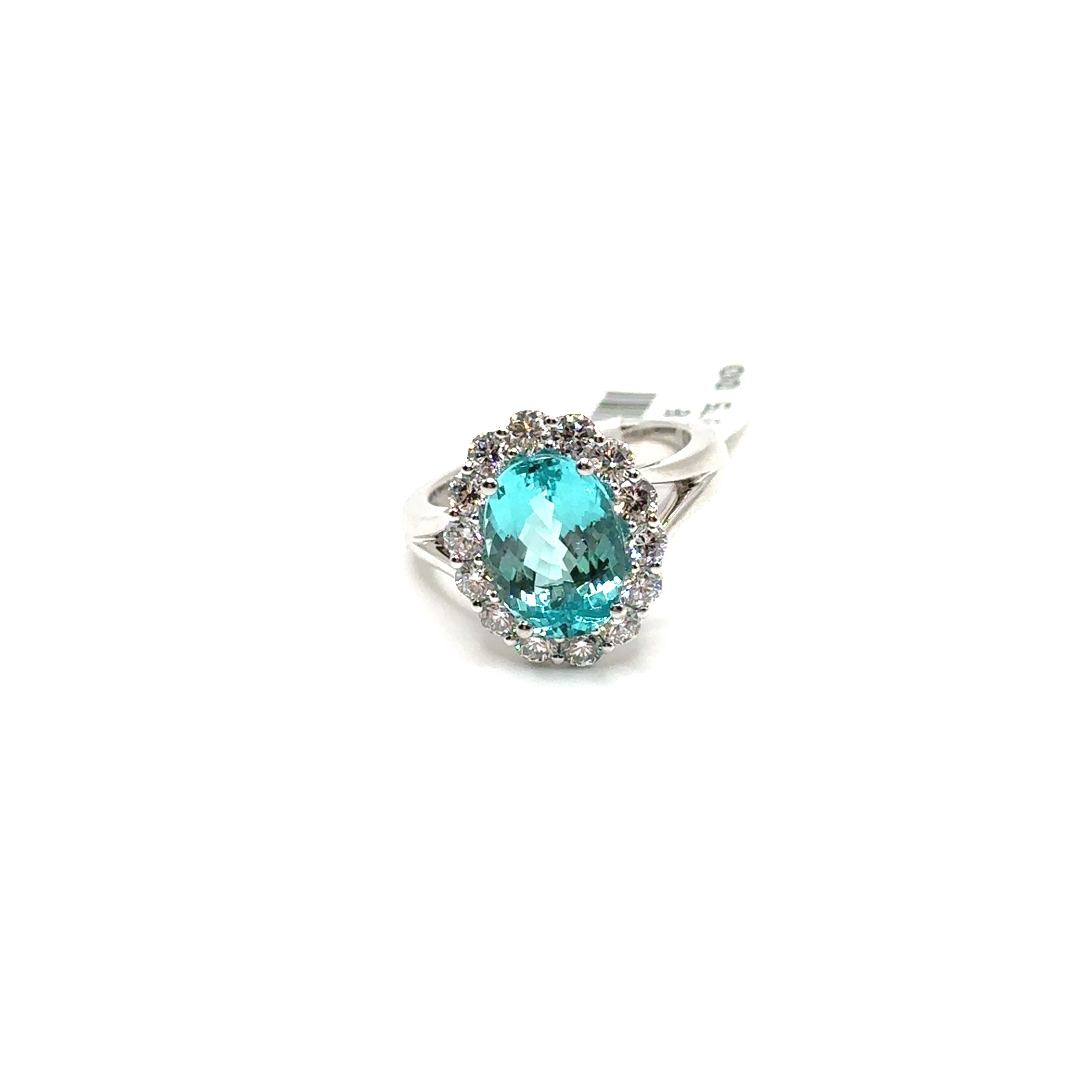 Platinum 4.37CT Paraiba Tourmaline and Diamond Ring