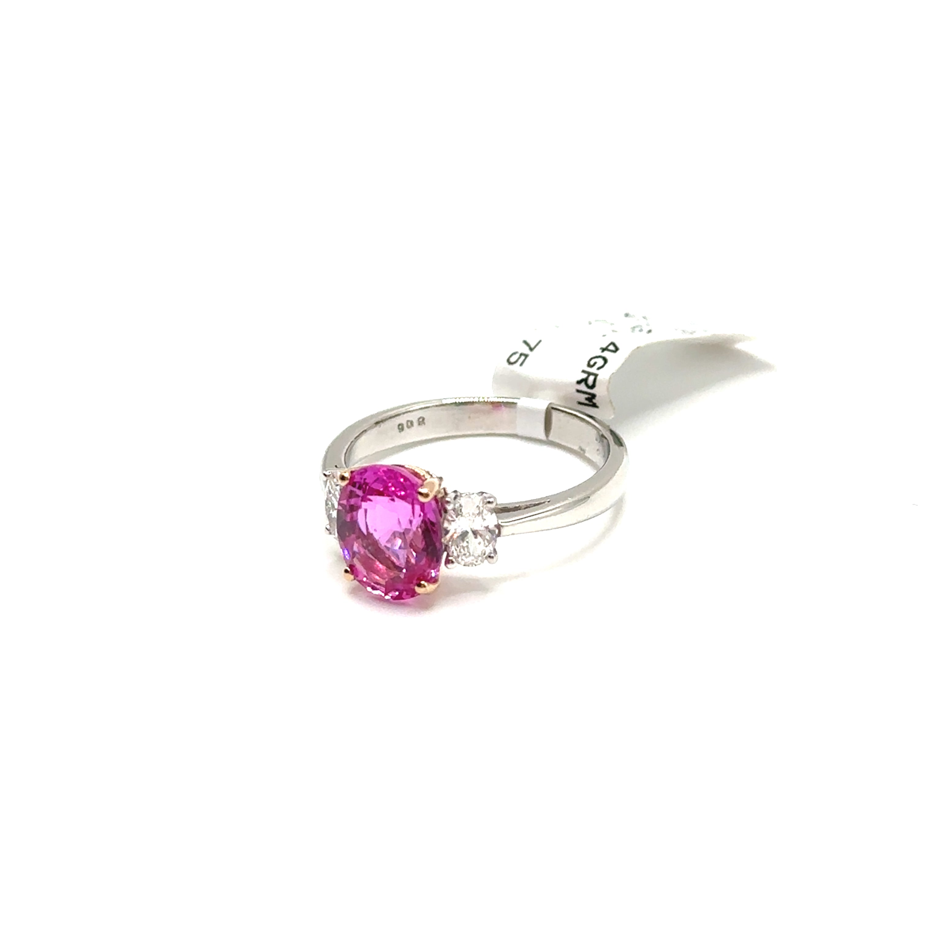 Platinum 18K Yellow Gold 3.15CT Pink Sapphire and Diamond Ring
