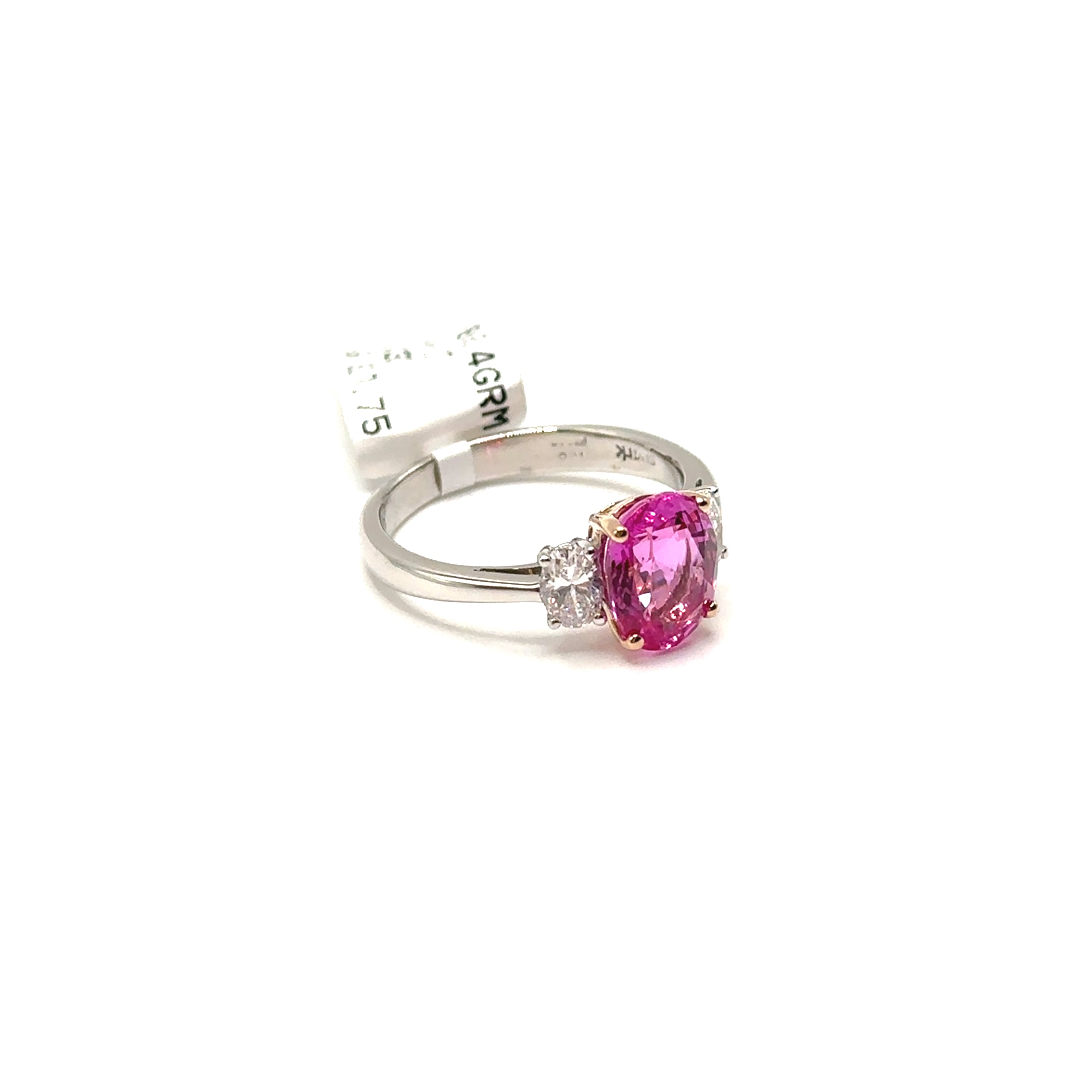 Platinum 18K Yellow Gold 3.15CT Pink Sapphire and Diamond Ring