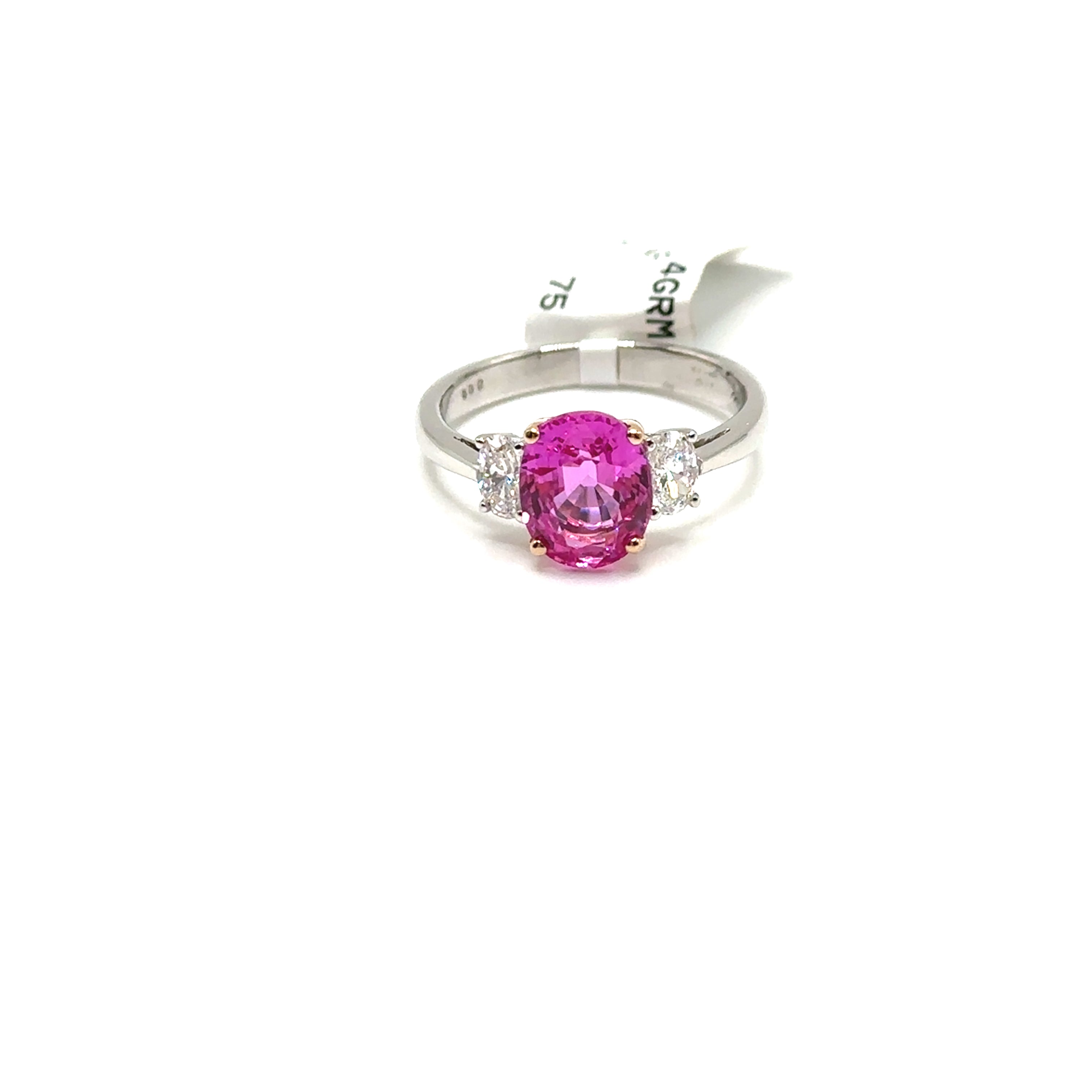 Platinum 18K Yellow Gold 3.15CT Pink Sapphire and Diamond Ring