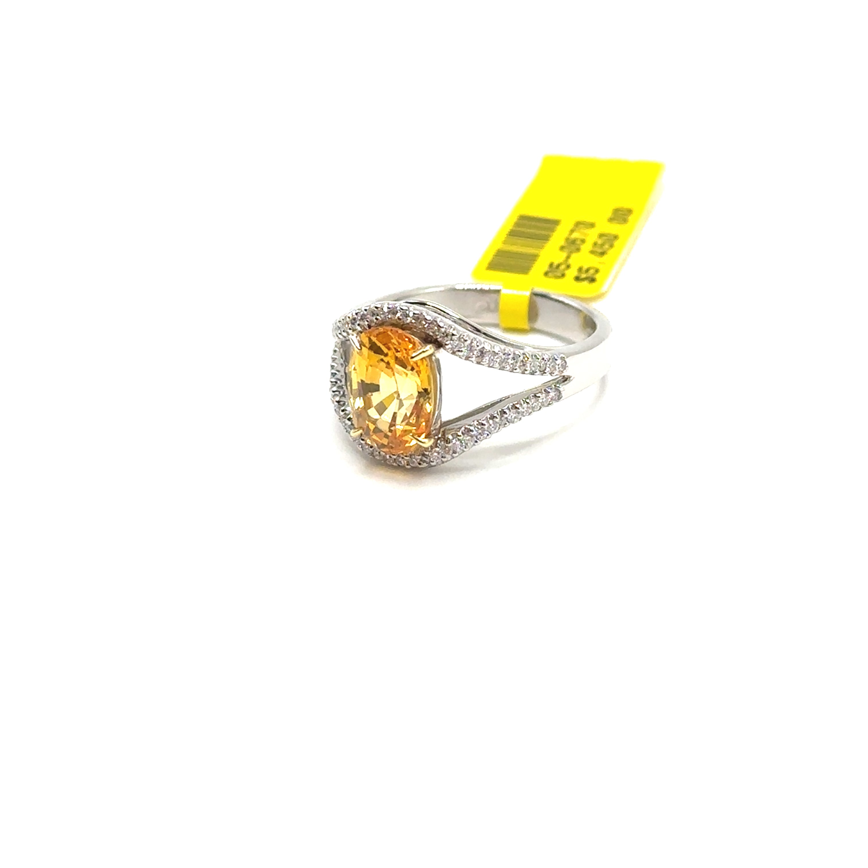 Platinum Yellow Sapphire and Diamond Ring