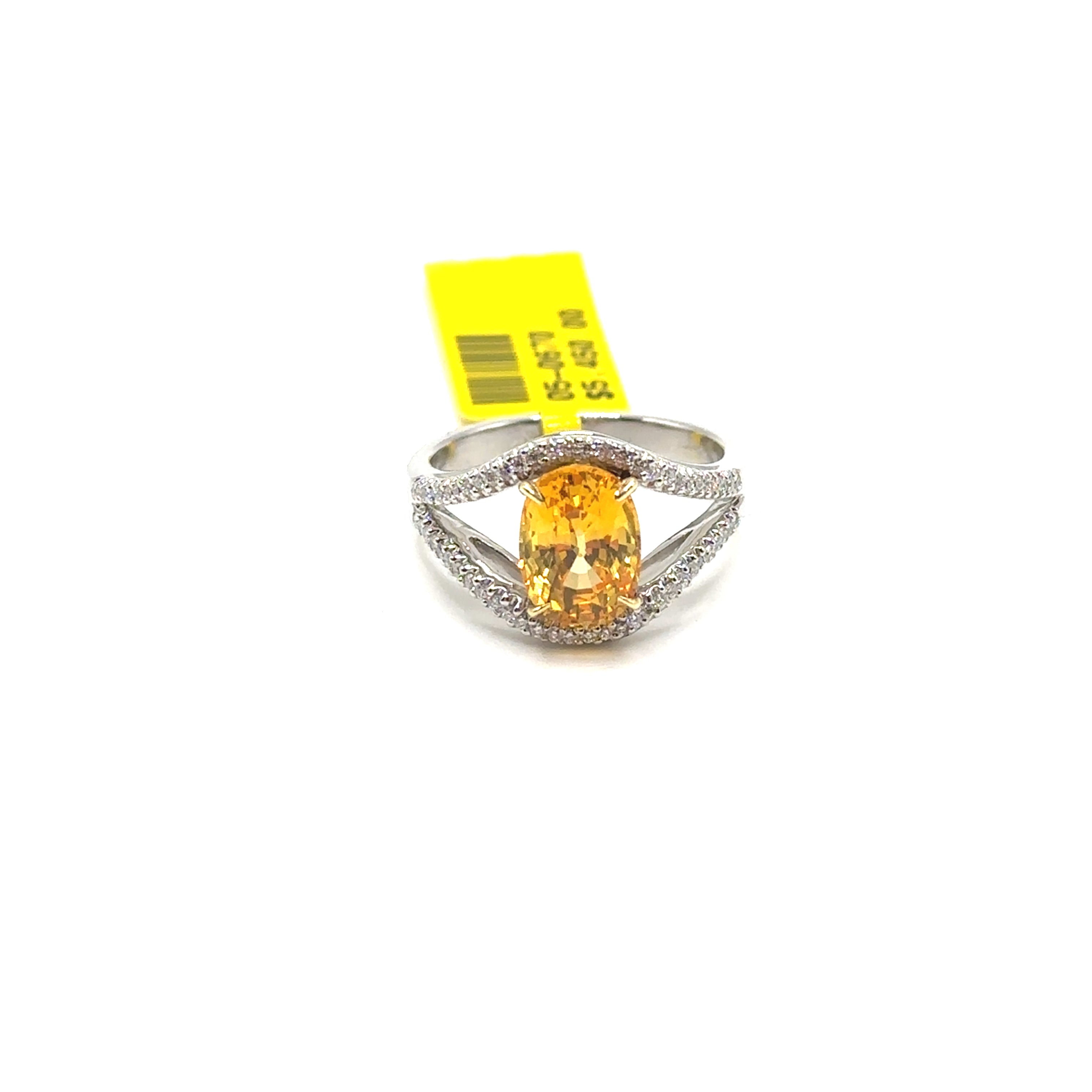 Platinum Yellow Sapphire and Diamond Ring