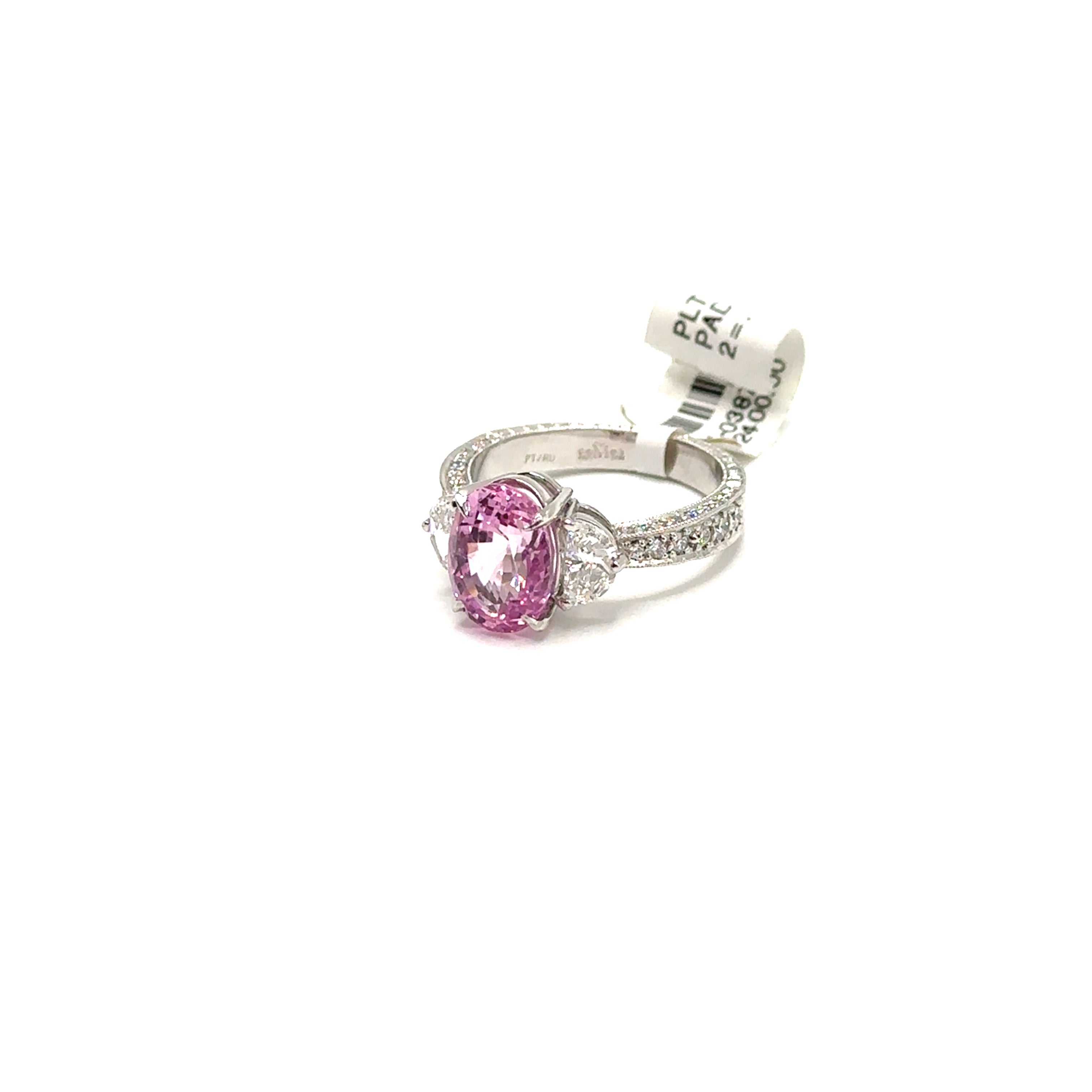 Platinum 4.11CT Padparadscha Sapphire and Diamond Ring