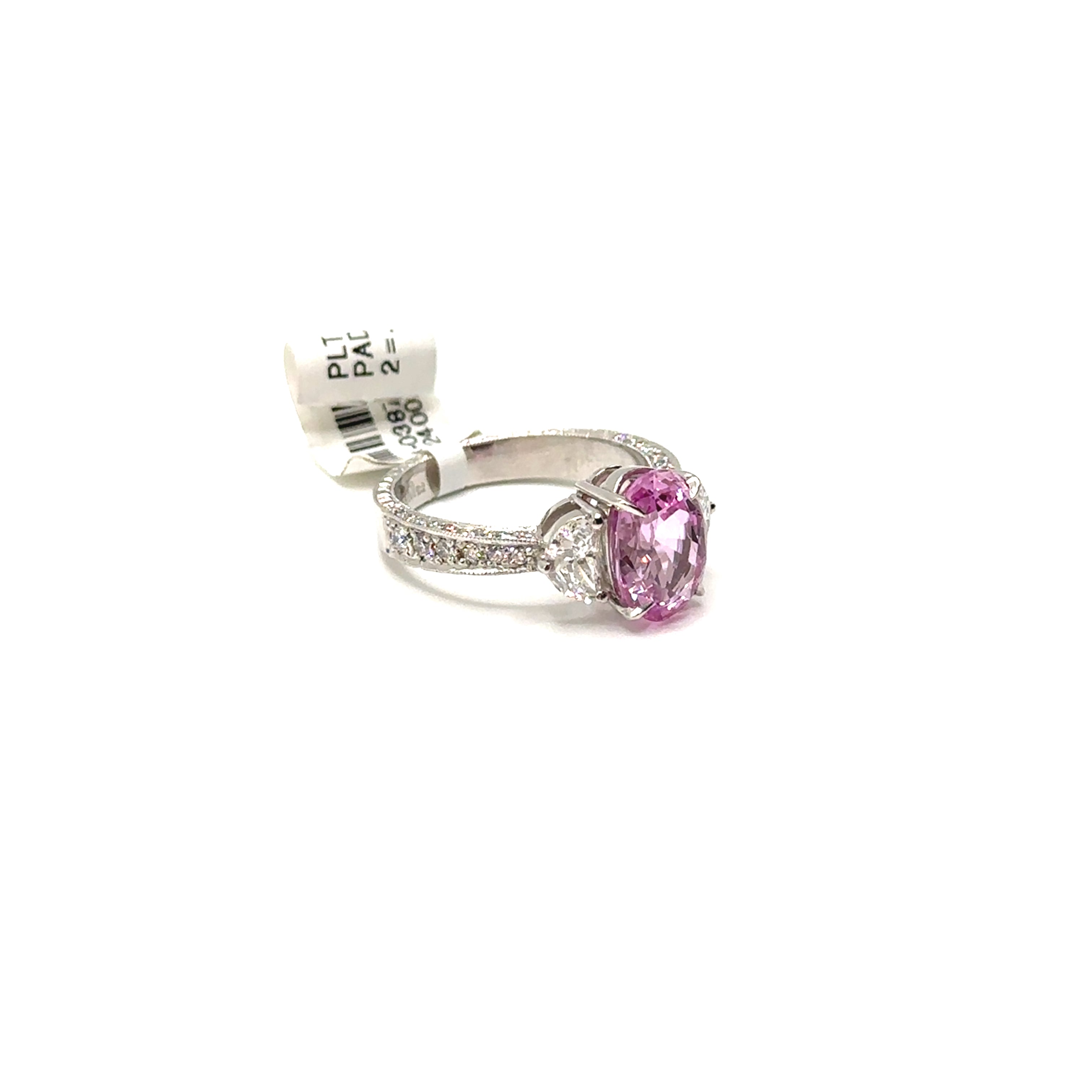 Platinum 4.11CT Padparadscha Sapphire and Diamond Ring