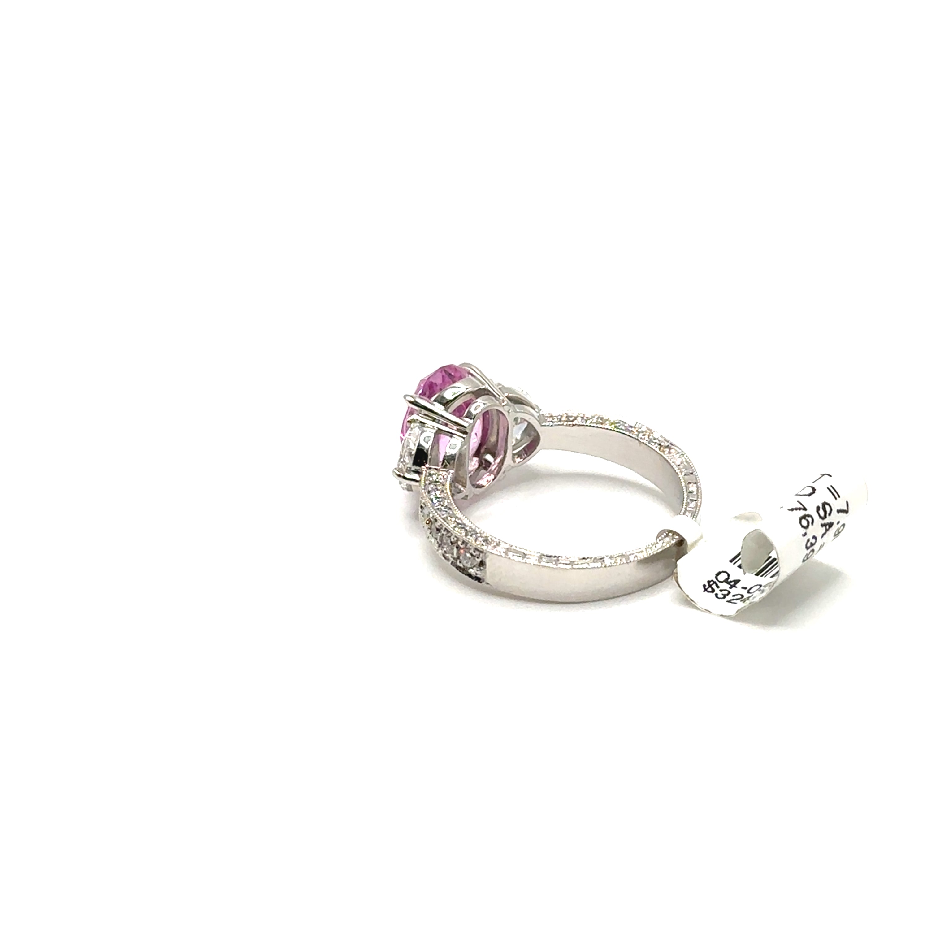 Platinum 4.11CT Padparadscha Sapphire and Diamond Ring