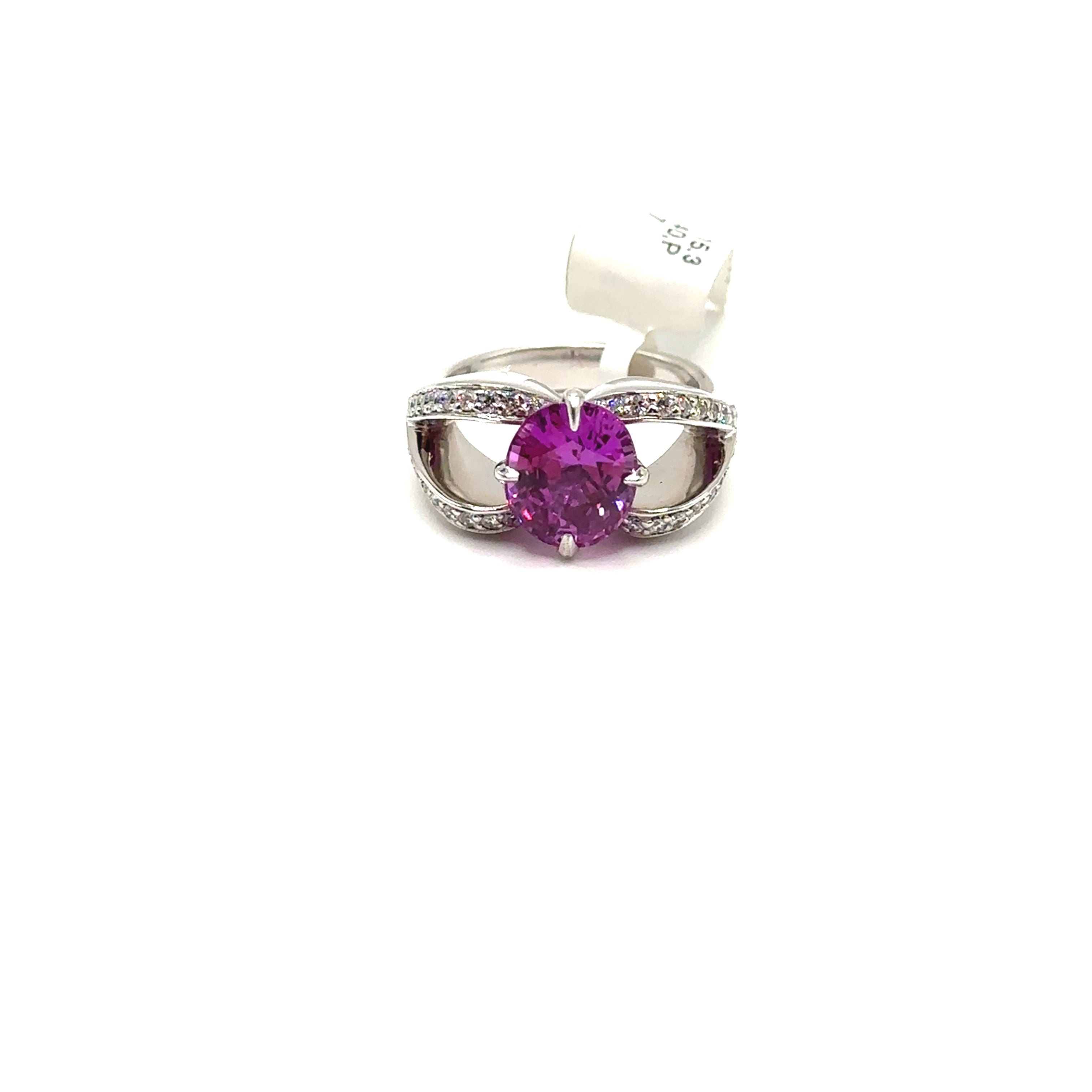 18K White Gold 4.47CT Pink Sapphire and Diamond Ring