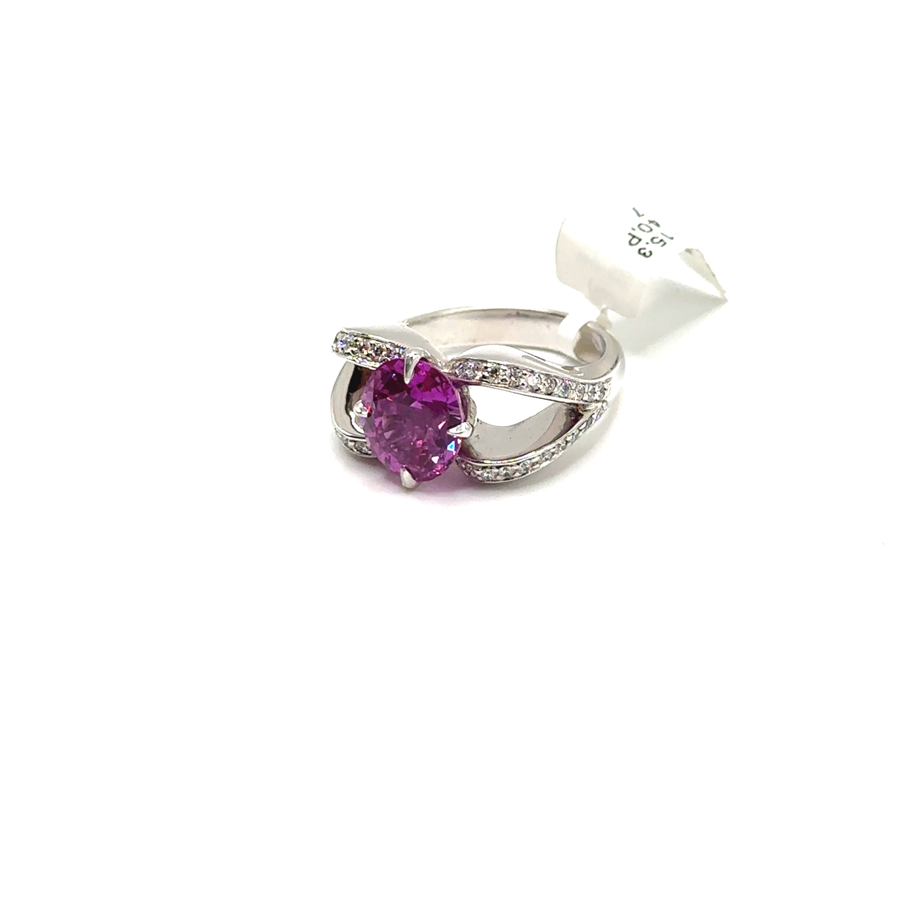 18K White Gold 4.47CT Pink Sapphire and Diamond Ring
