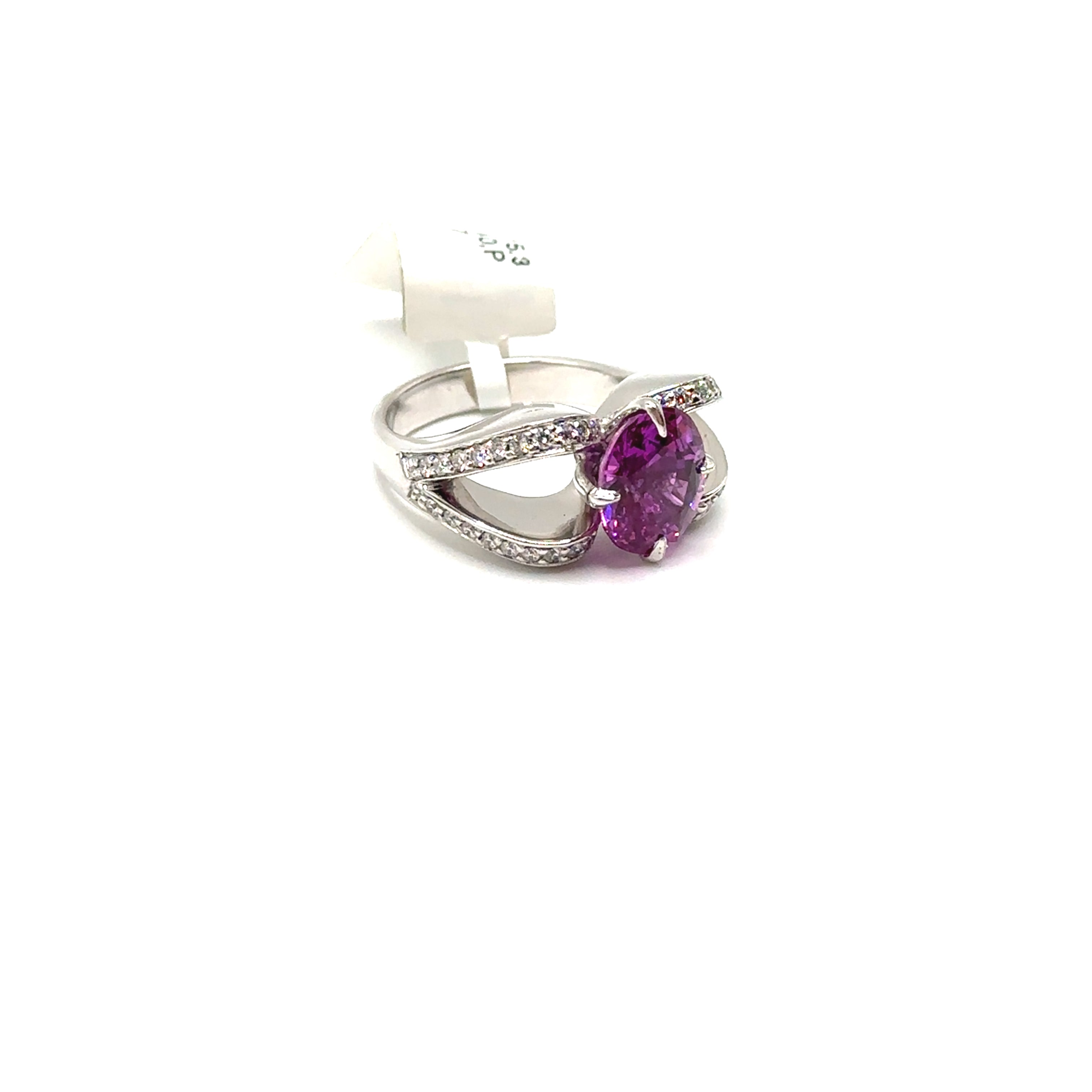 18K White Gold 4.47CT Pink Sapphire and Diamond Ring