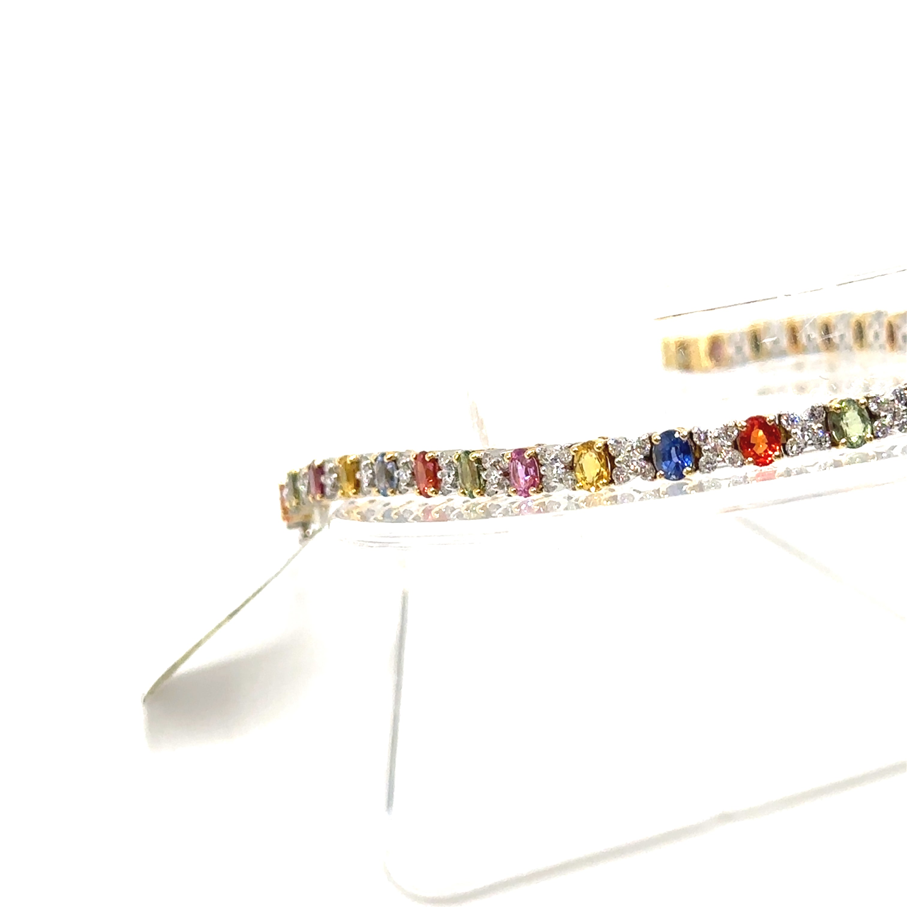 18K Two Tone Colored Sapphire and Diamond Bracelet