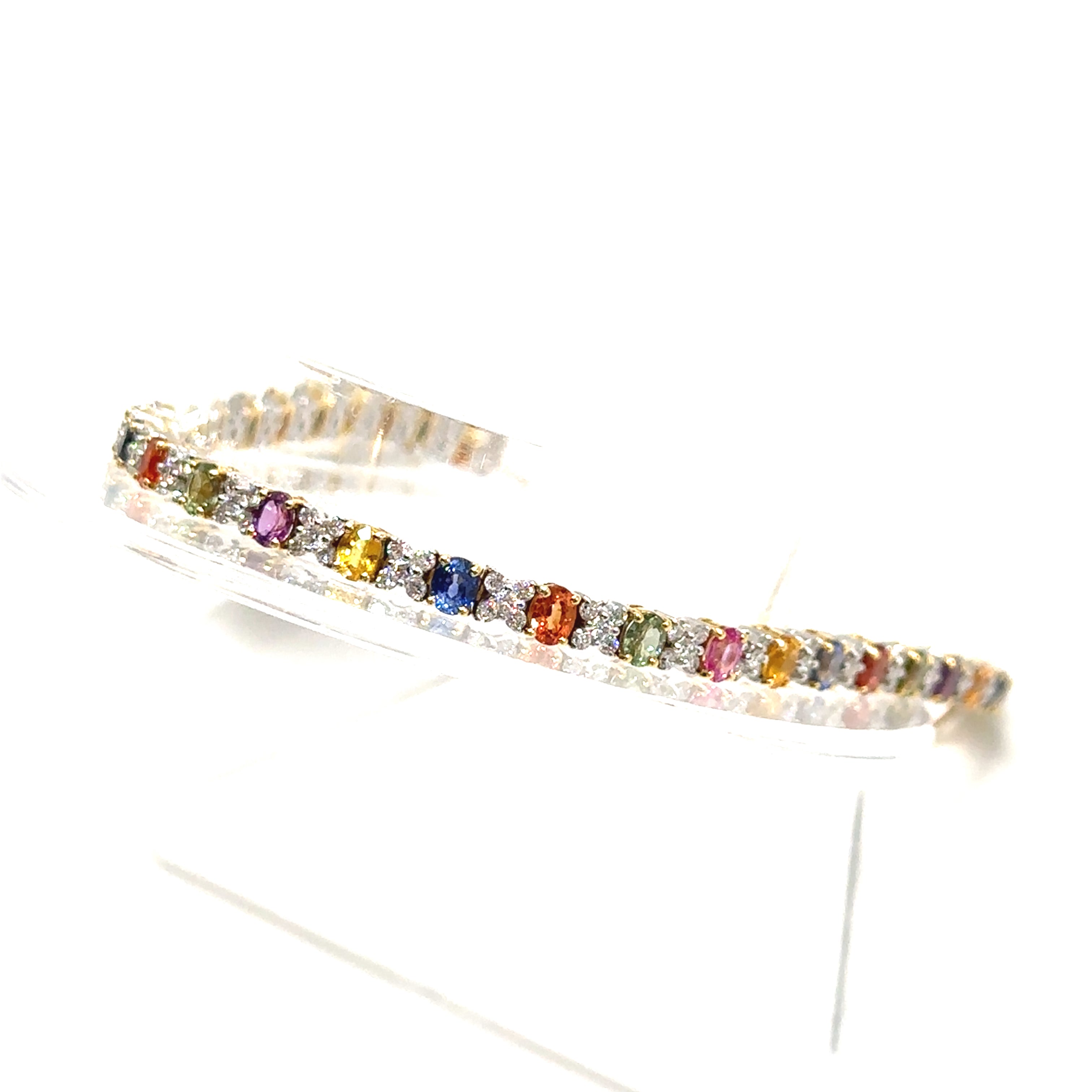 18K Two Tone Colored Sapphire and Diamond Bracelet
