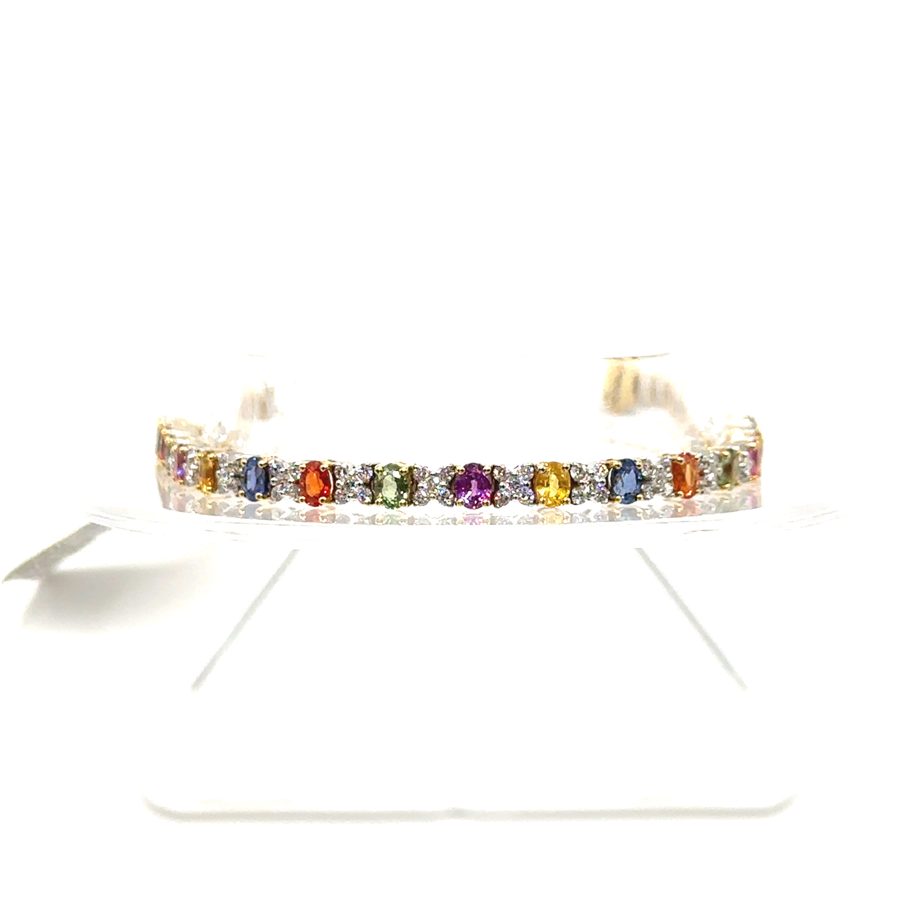 18K Two Tone Colored Sapphire and Diamond Bracelet