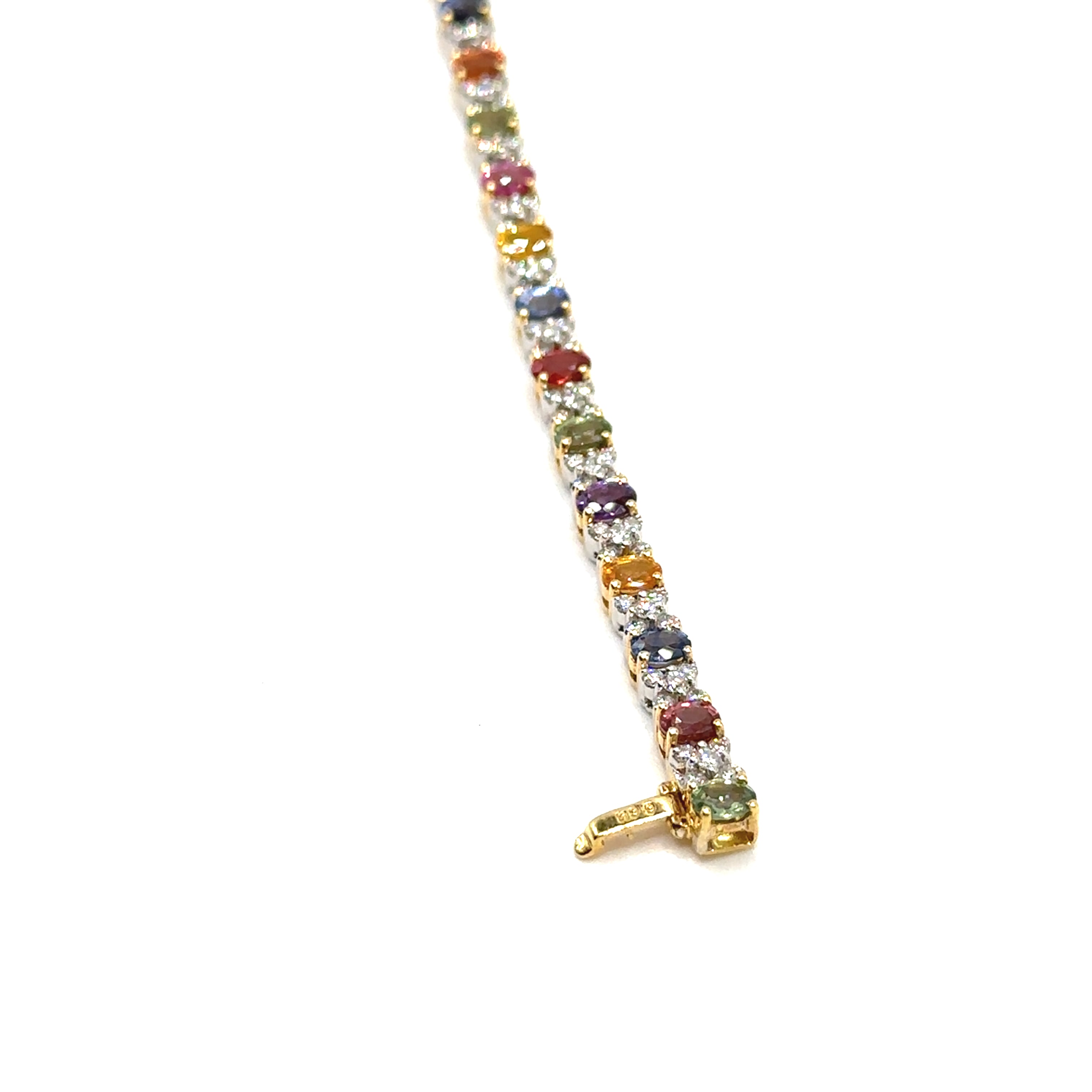 18K Two Tone Colored Sapphire and Diamond Bracelet