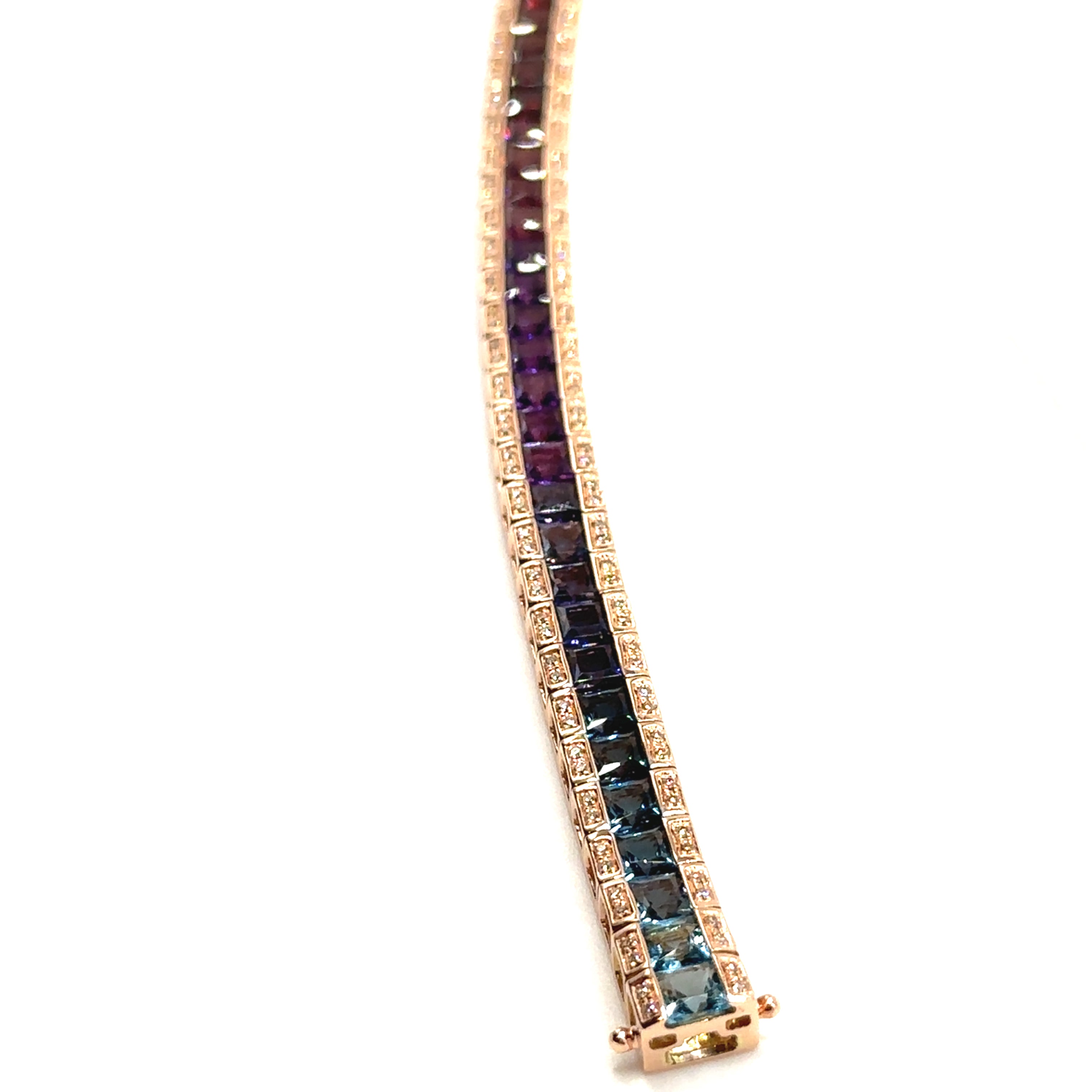 Bellari 14K Rose Gold Multi colored Bracelet With Diamonds