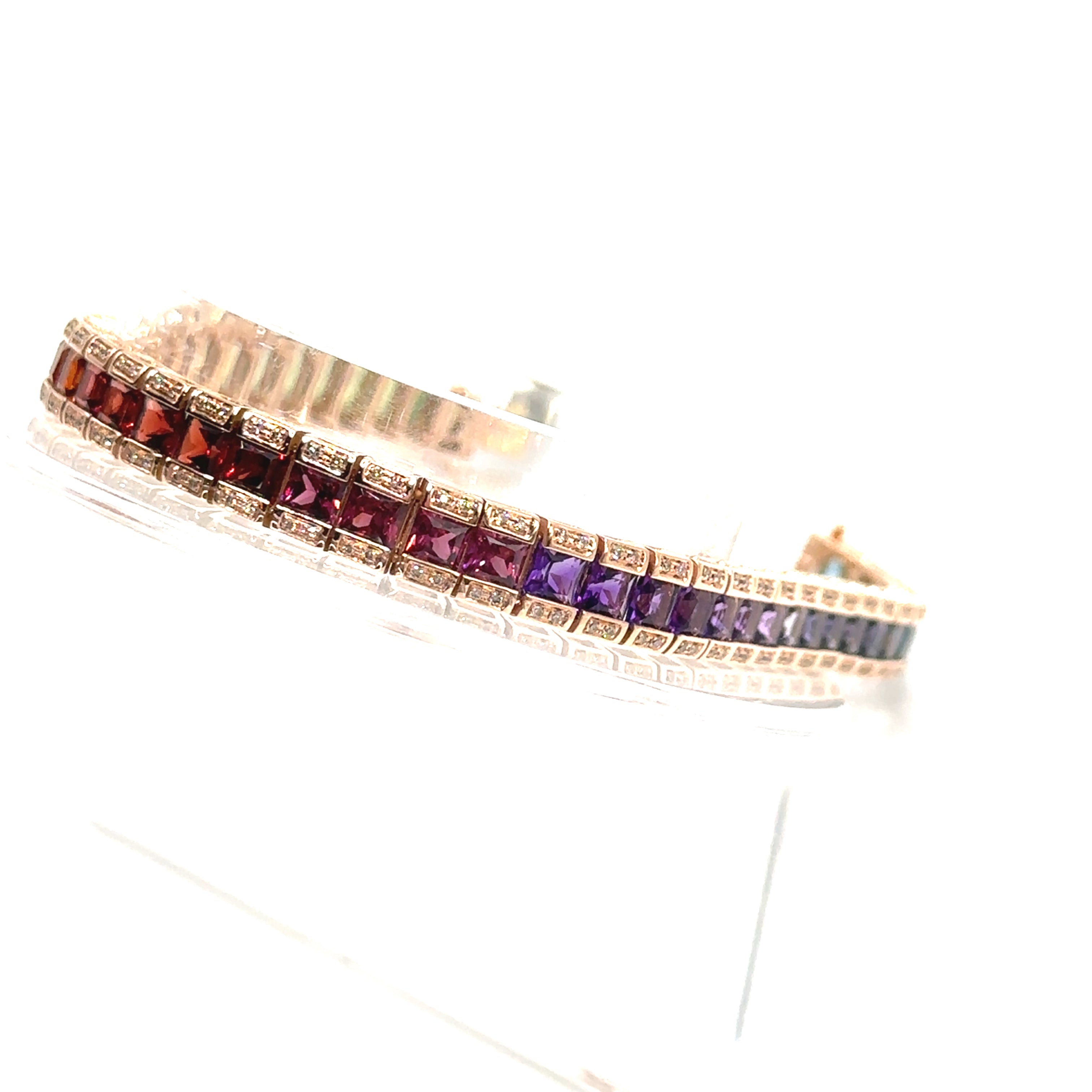 Bellari 14K Rose Gold Multi colored Bracelet With Diamonds