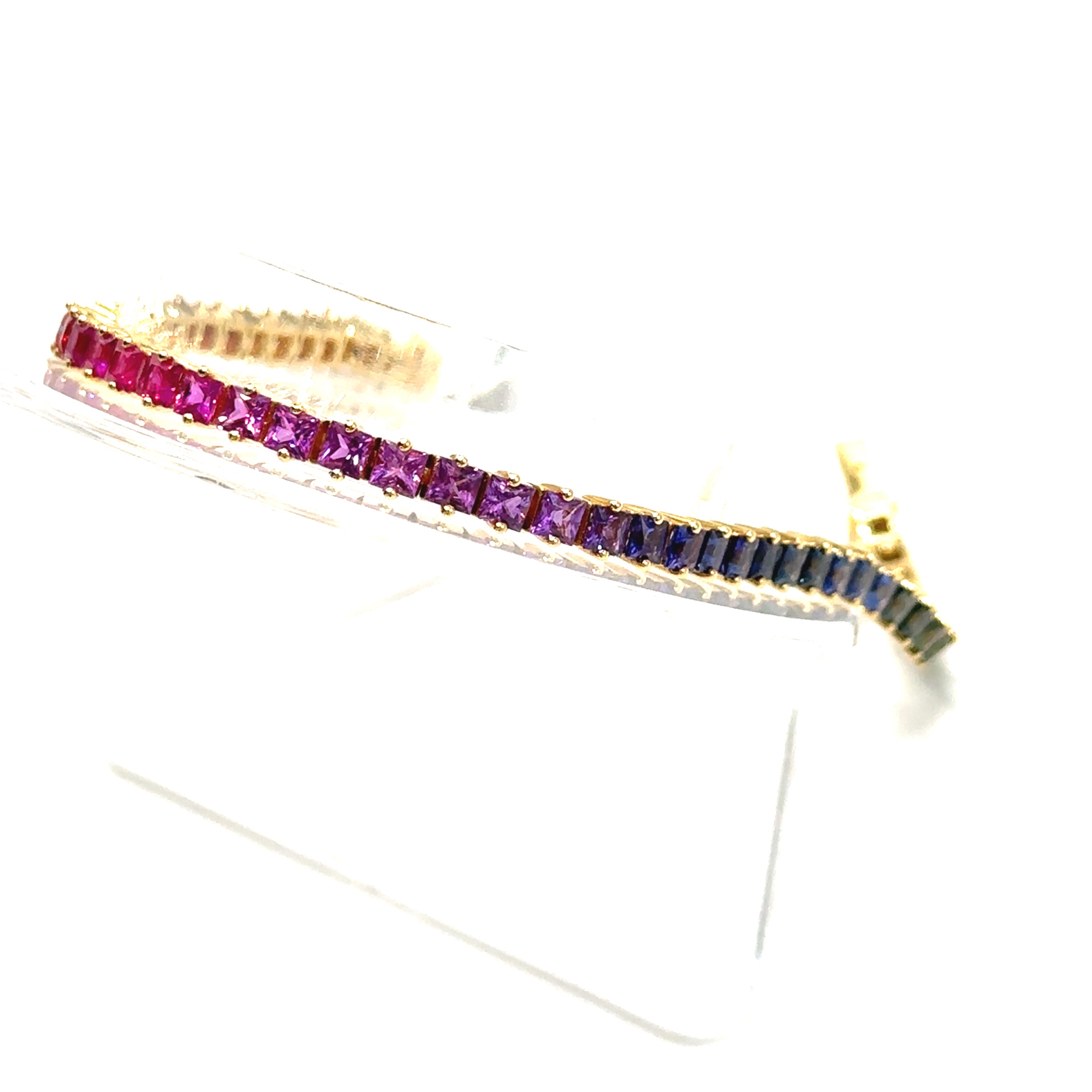 18K Yellow Gold Multi Colored Sapphire Bracelet