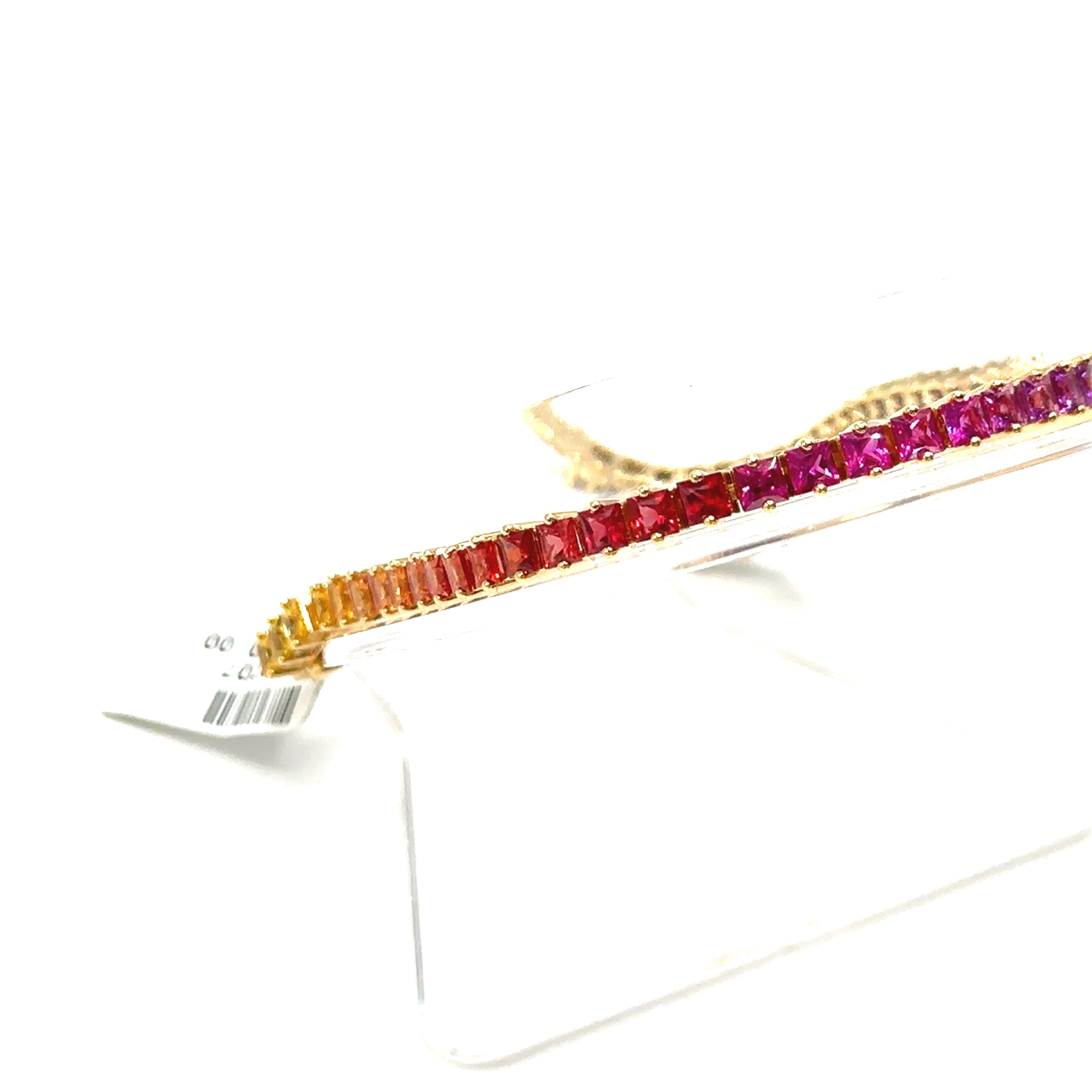 18K Yellow Gold Multi Colored Sapphire Bracelet