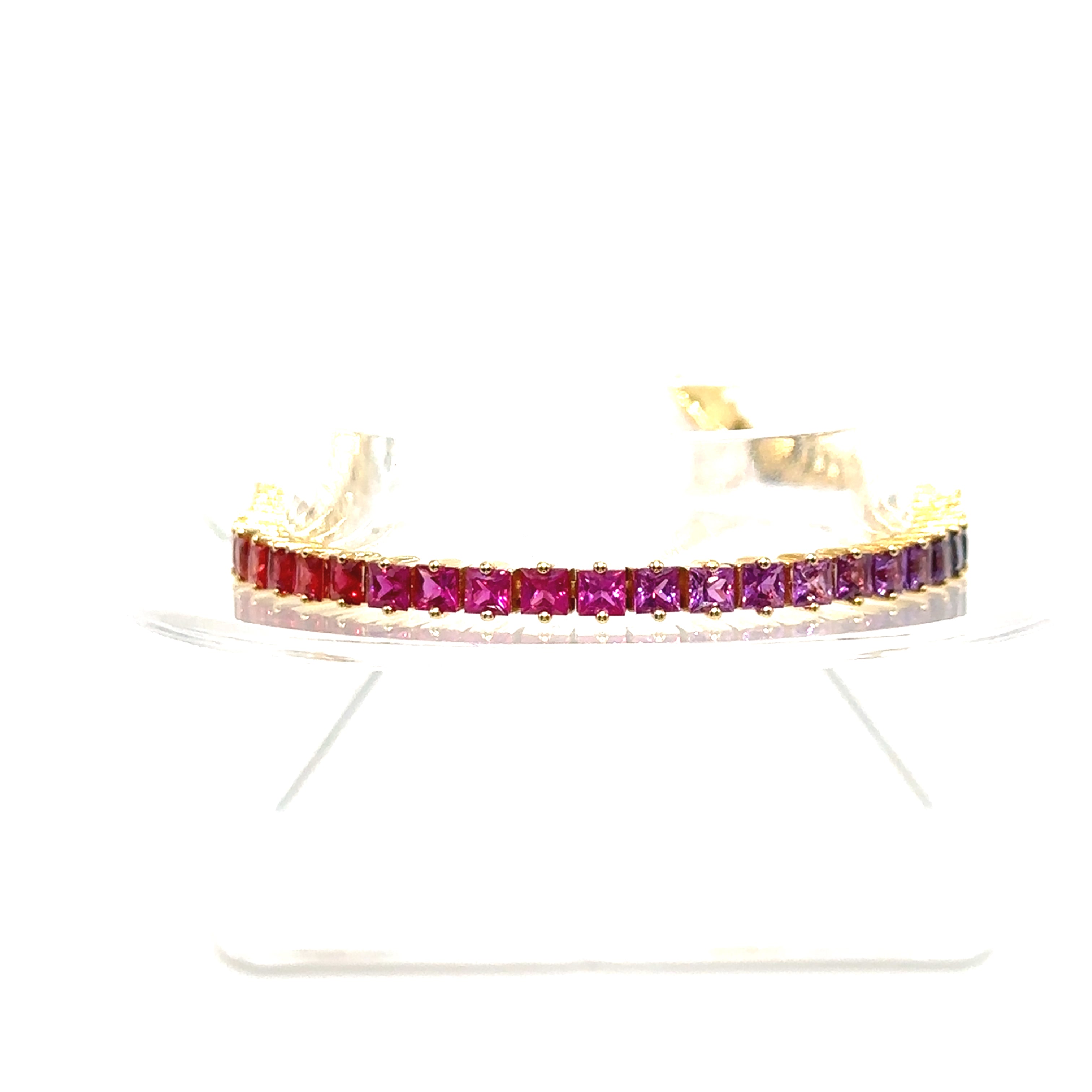 18K Yellow Gold Multi Colored Sapphire Bracelet
