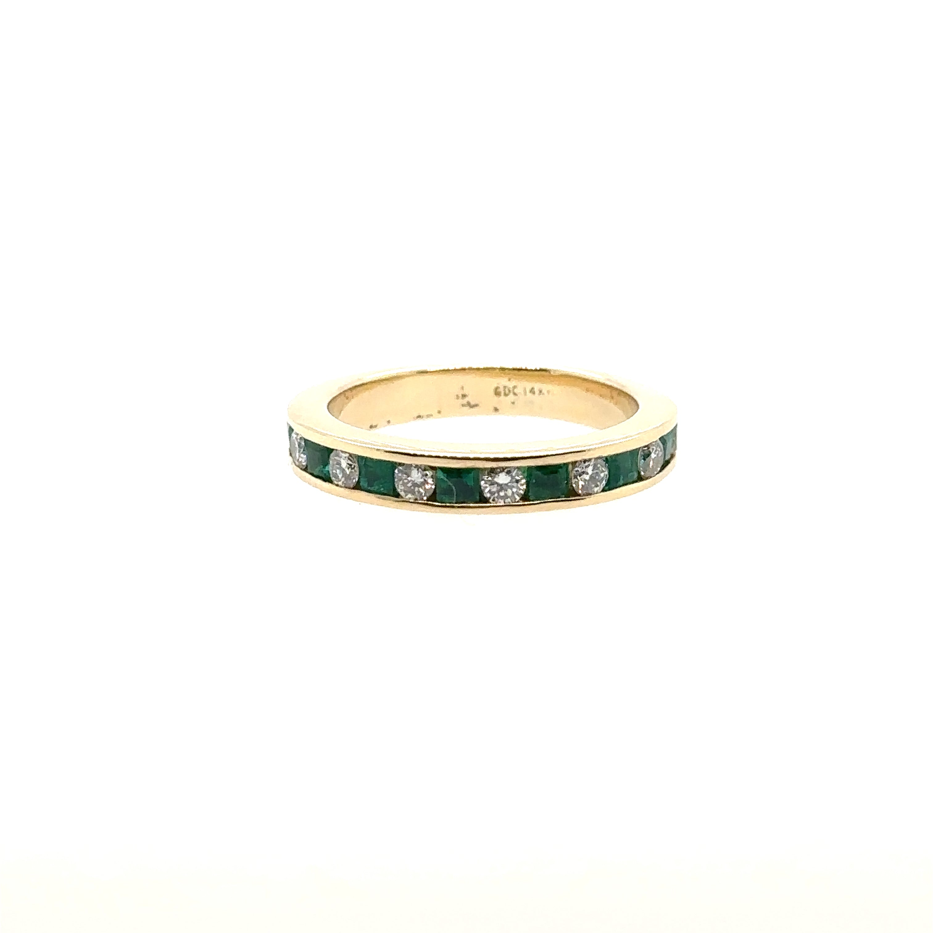 14K Yellow Gold Diamond and Emerald Ring