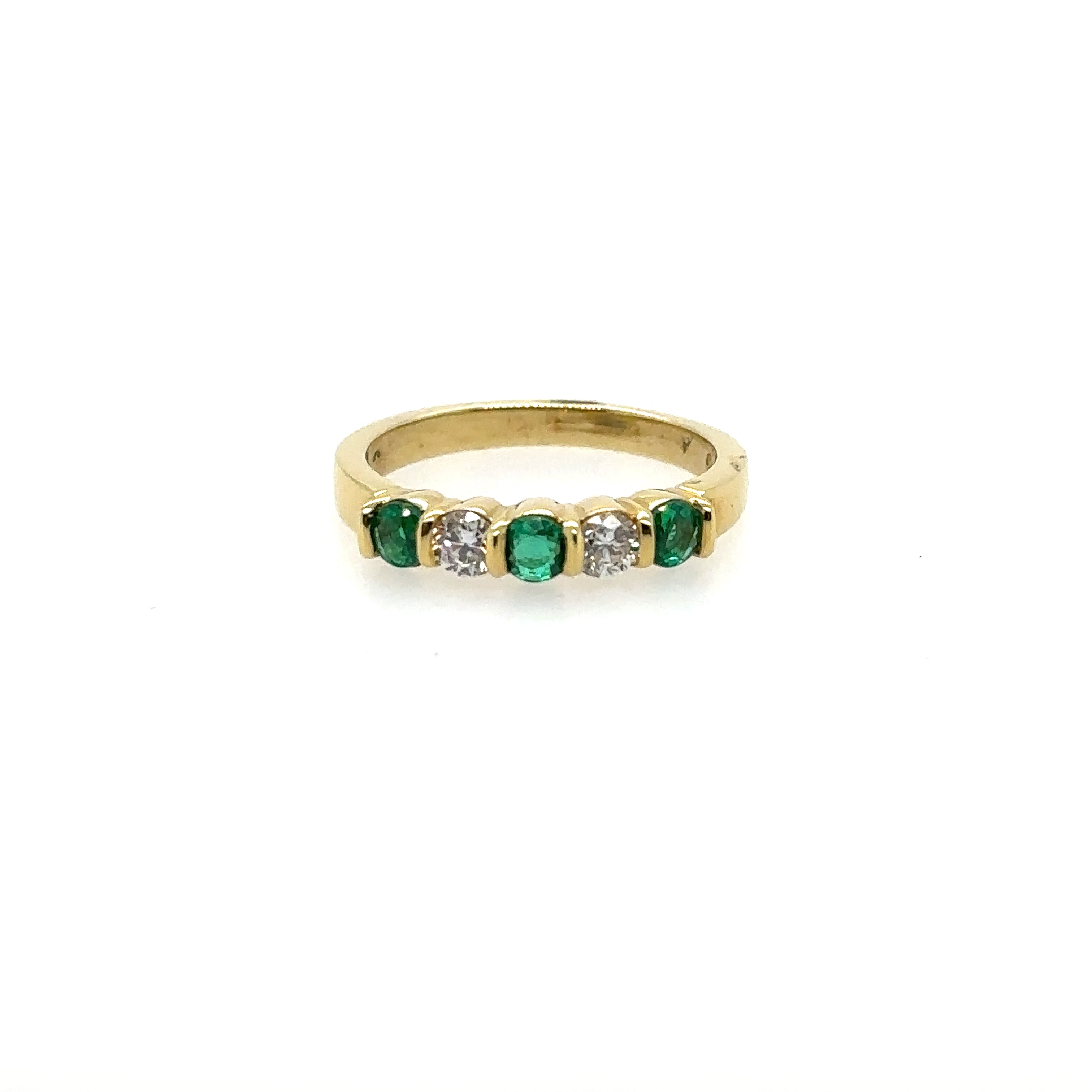 18kt Yellow Gold Diamond and Emerald Ring