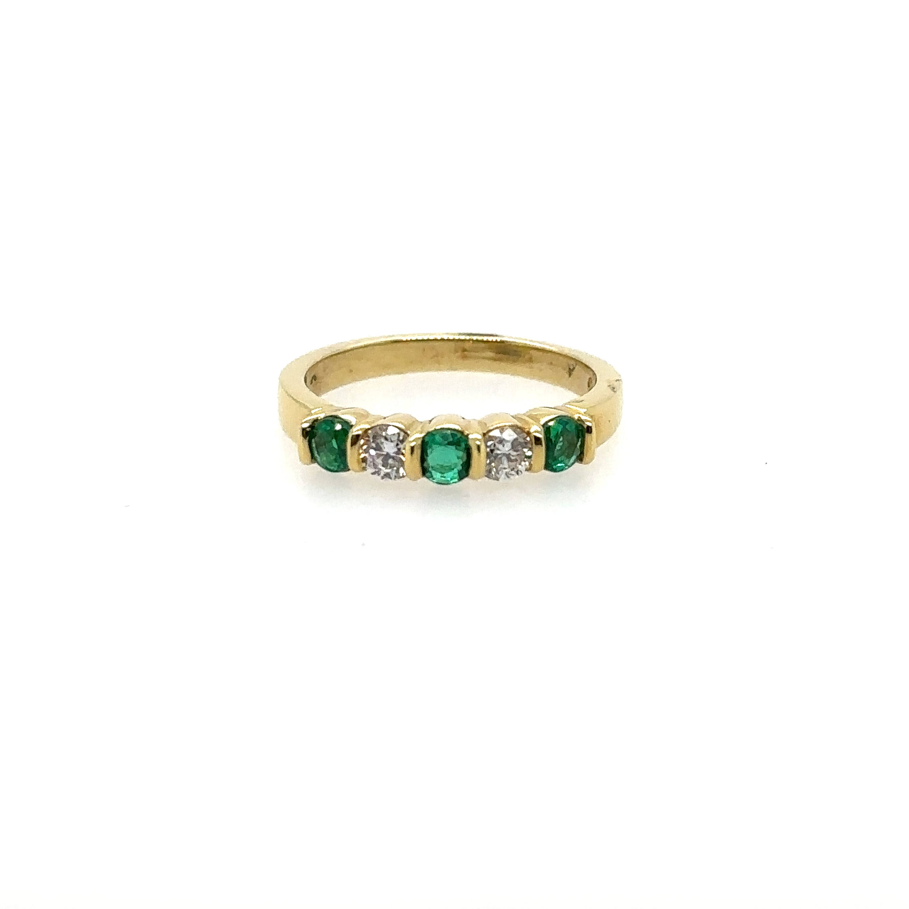 18K Yellow Gold Diamond and Emerald Ring