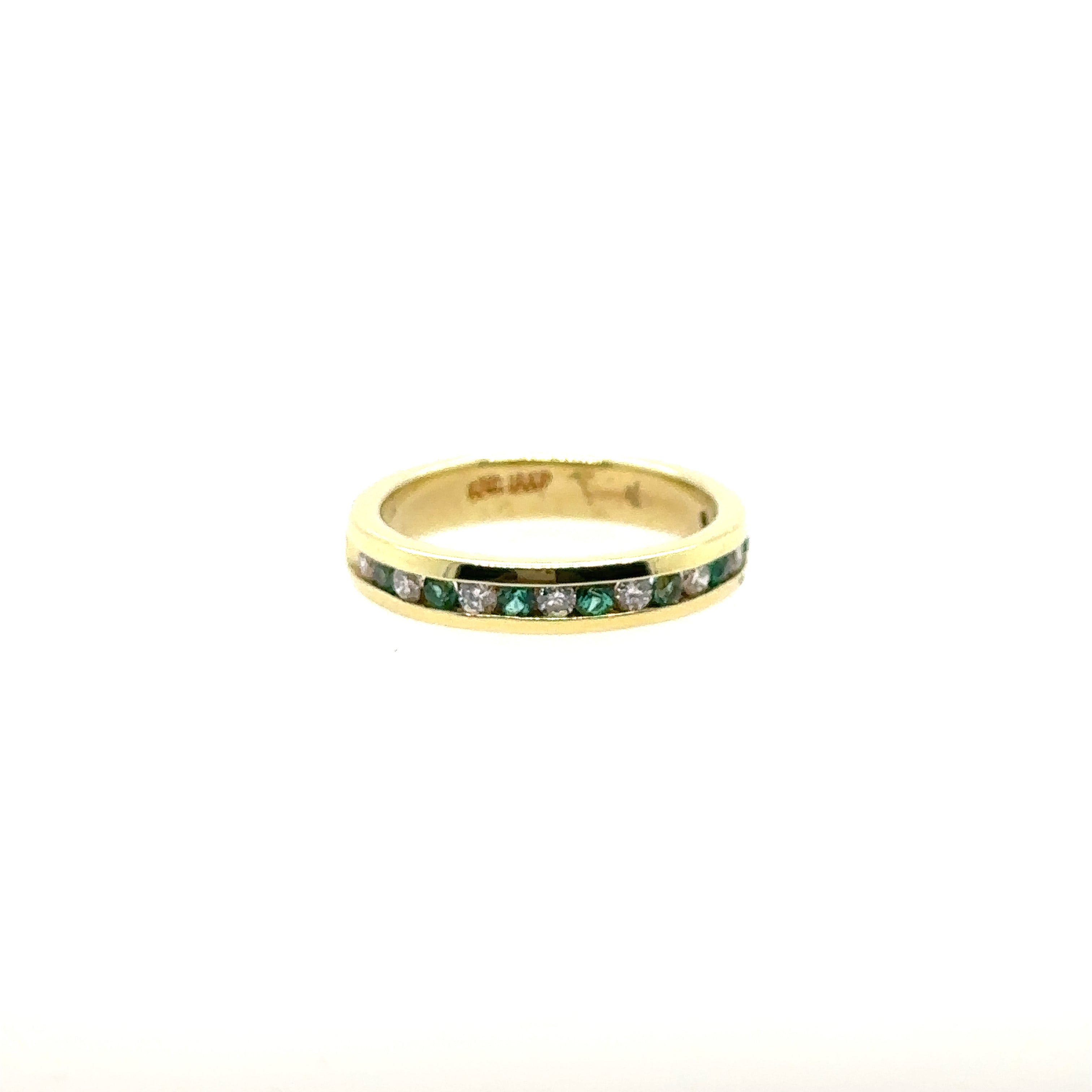 18kt Yellow Gold Emerald and Diamond Ring