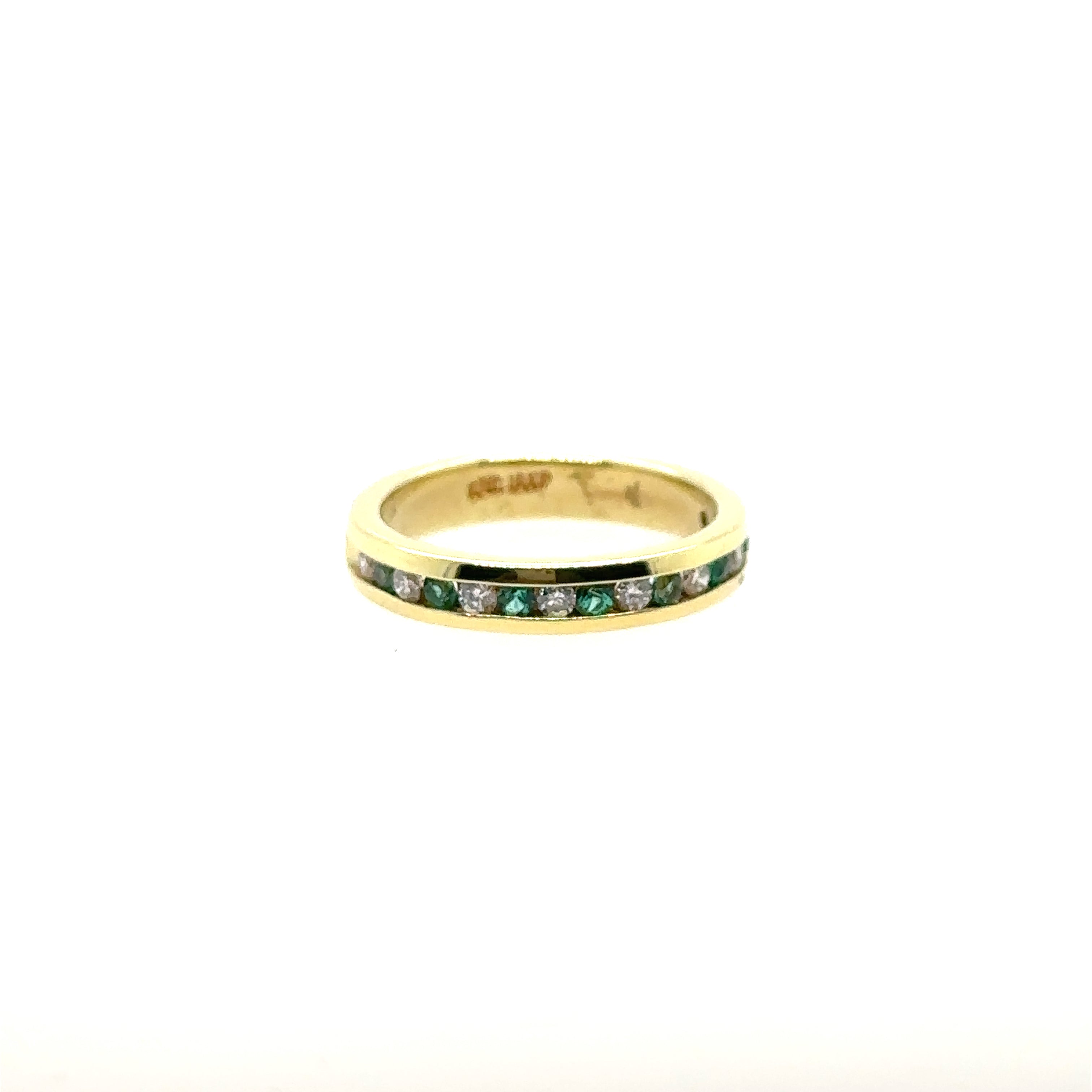 18K Yellow Gold Emerald and Diamond Ring