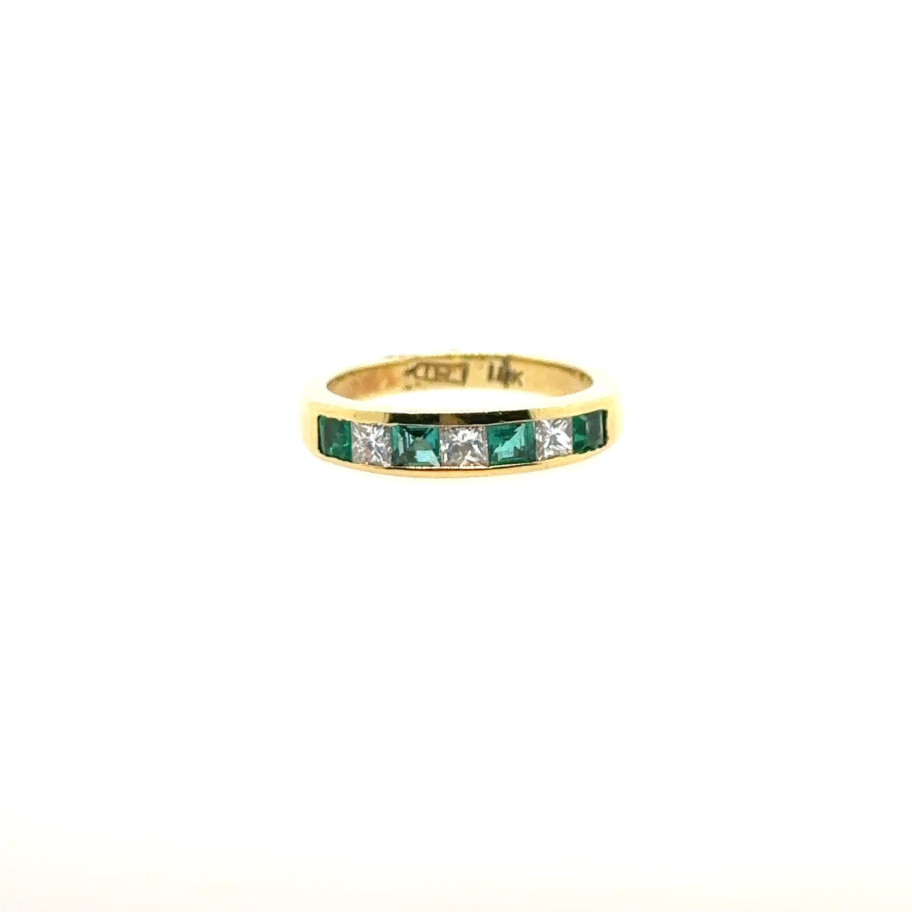 18K Yellow Gold Diamond and Emerald Ring