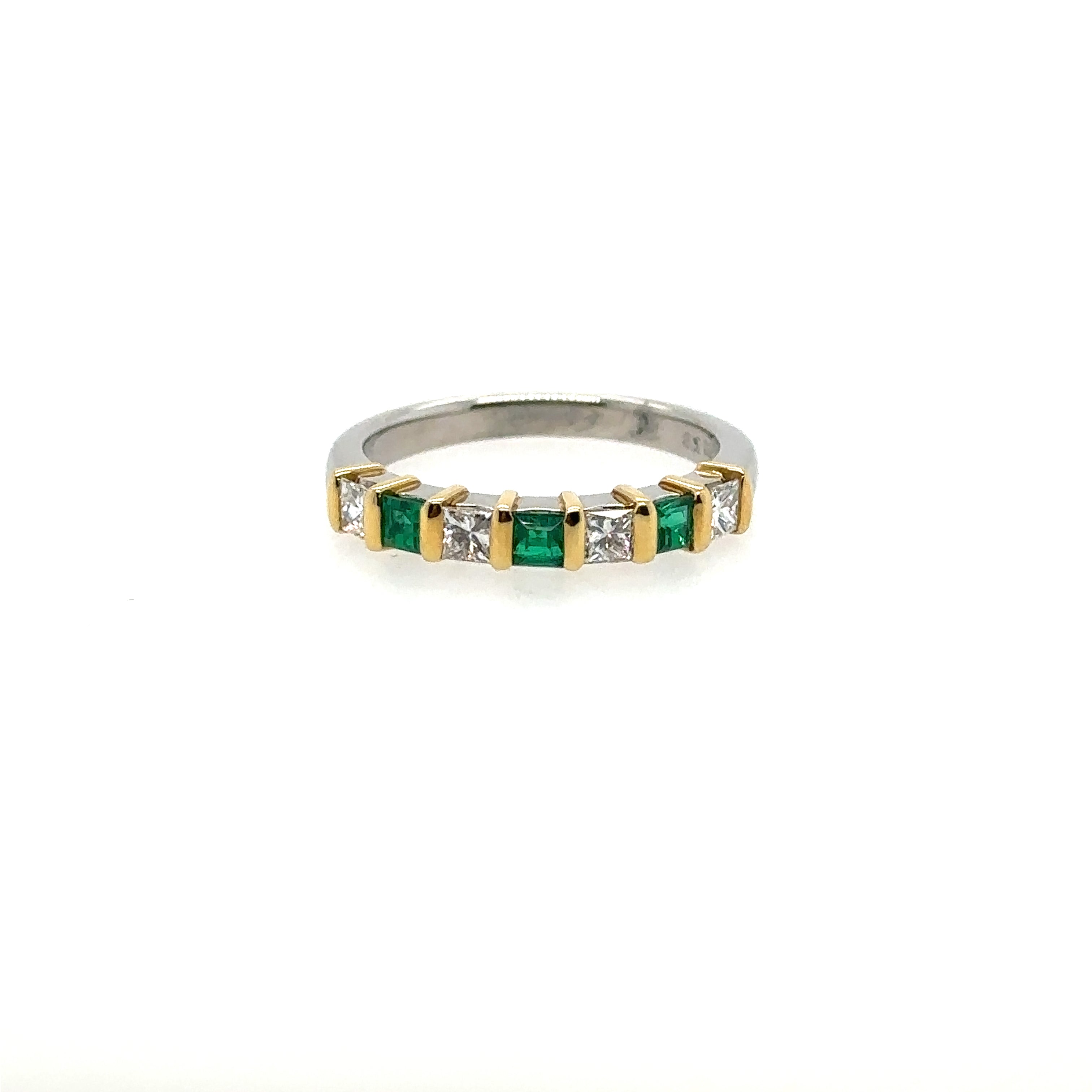 Platinum and 18kt Yellow Gold Emerald and Diamond Ring