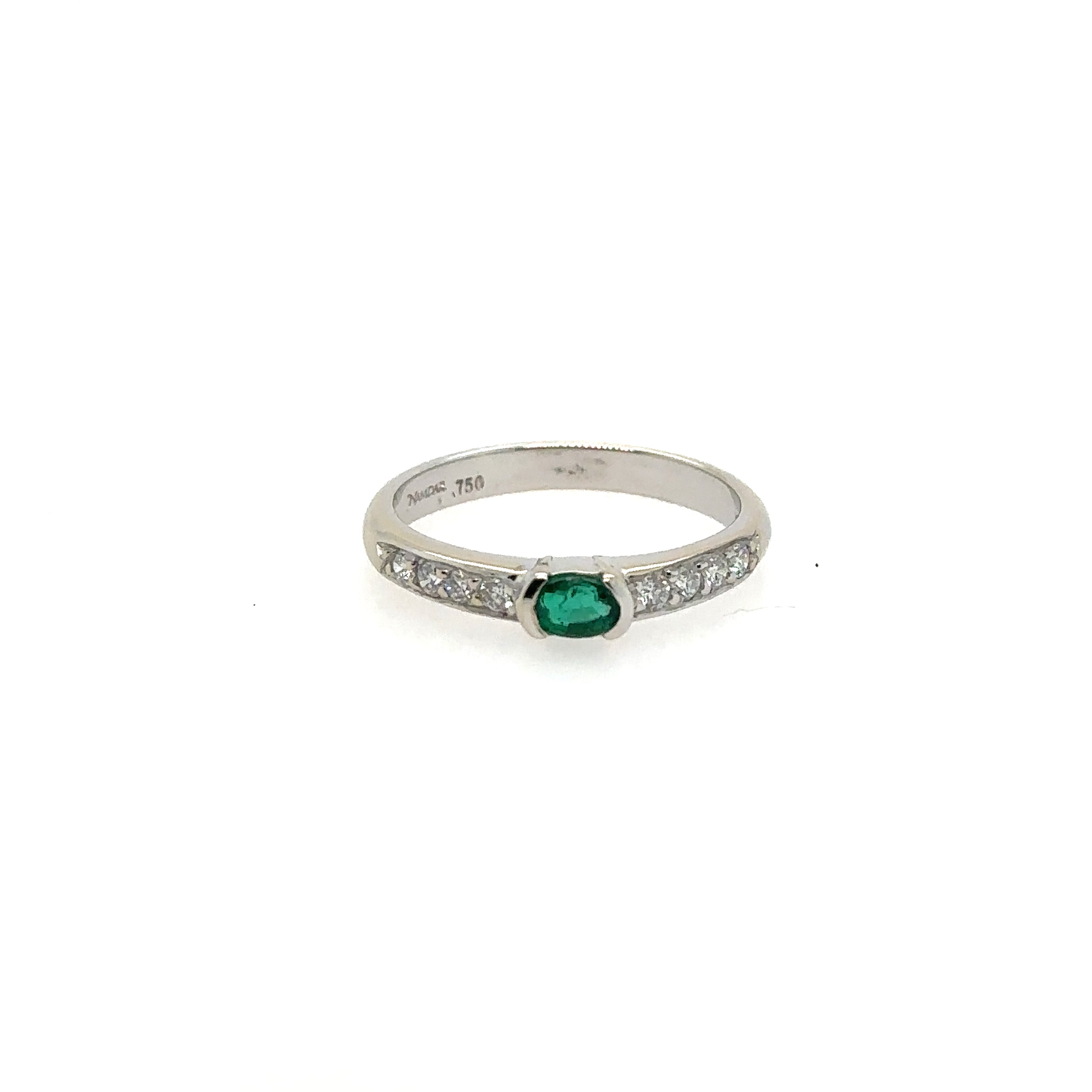 18K White Gold Emerald and Diamond Ring