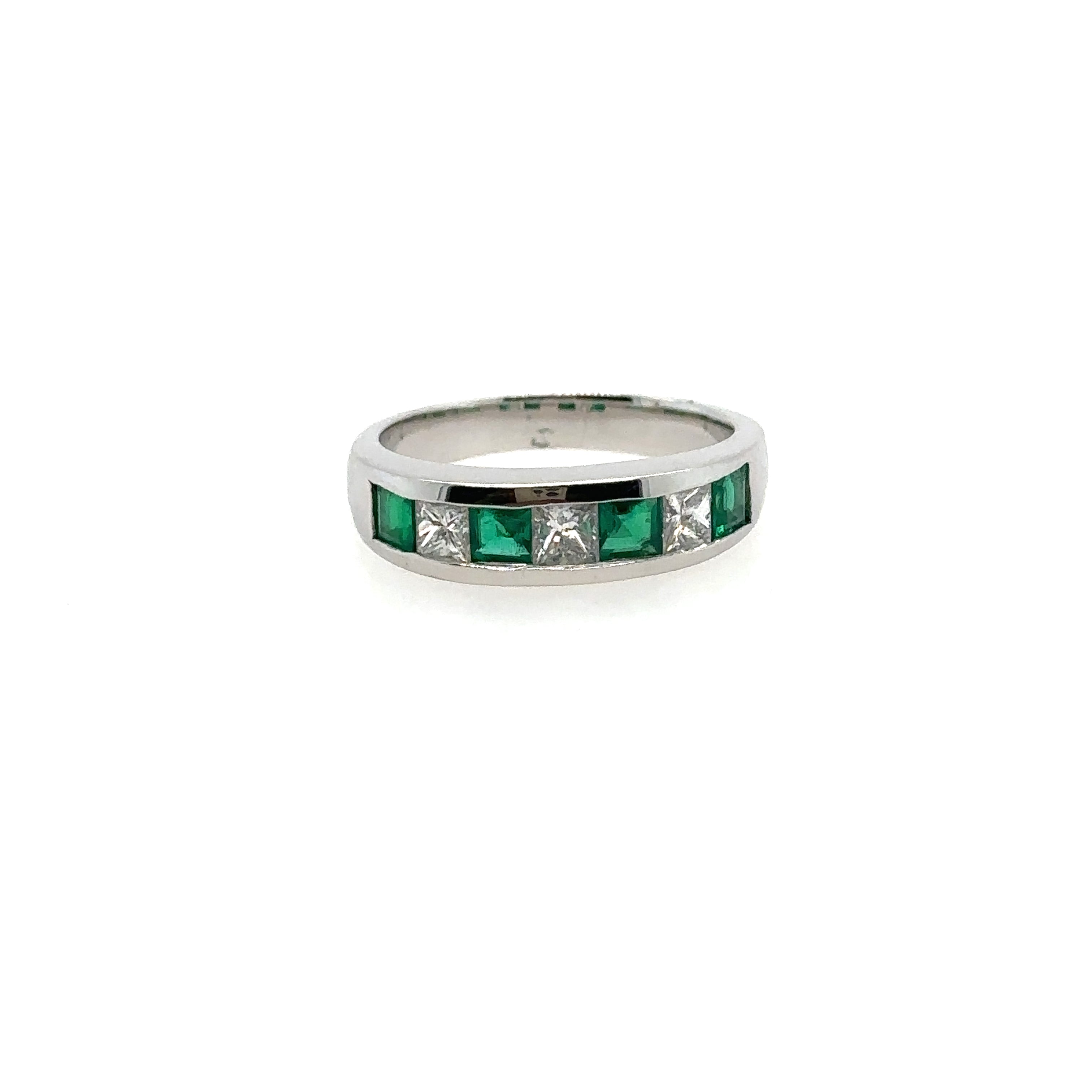 18K White Gold Emerald and Diamond Ring