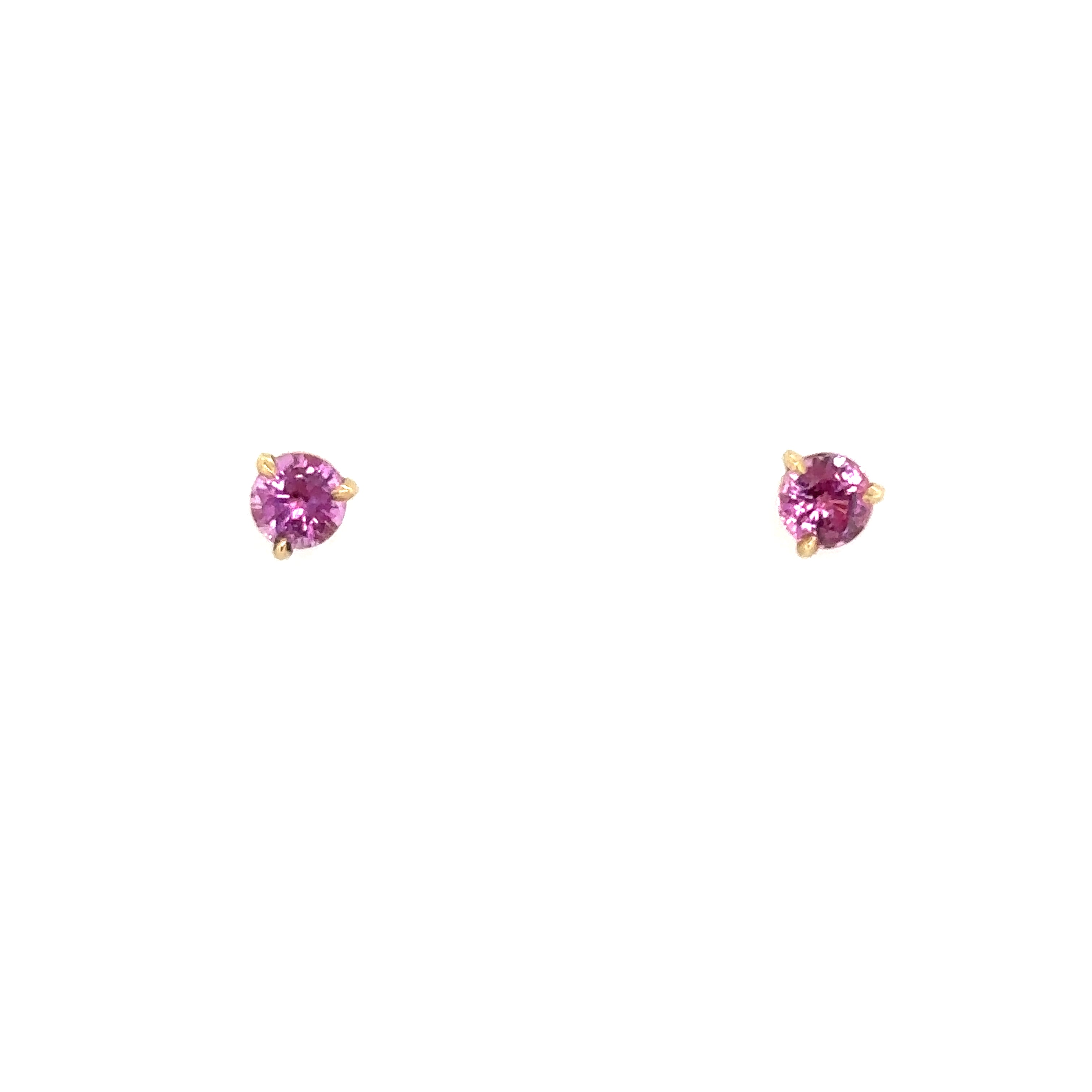 14K Yellow Gold Pink Sapphire Stud Earrings