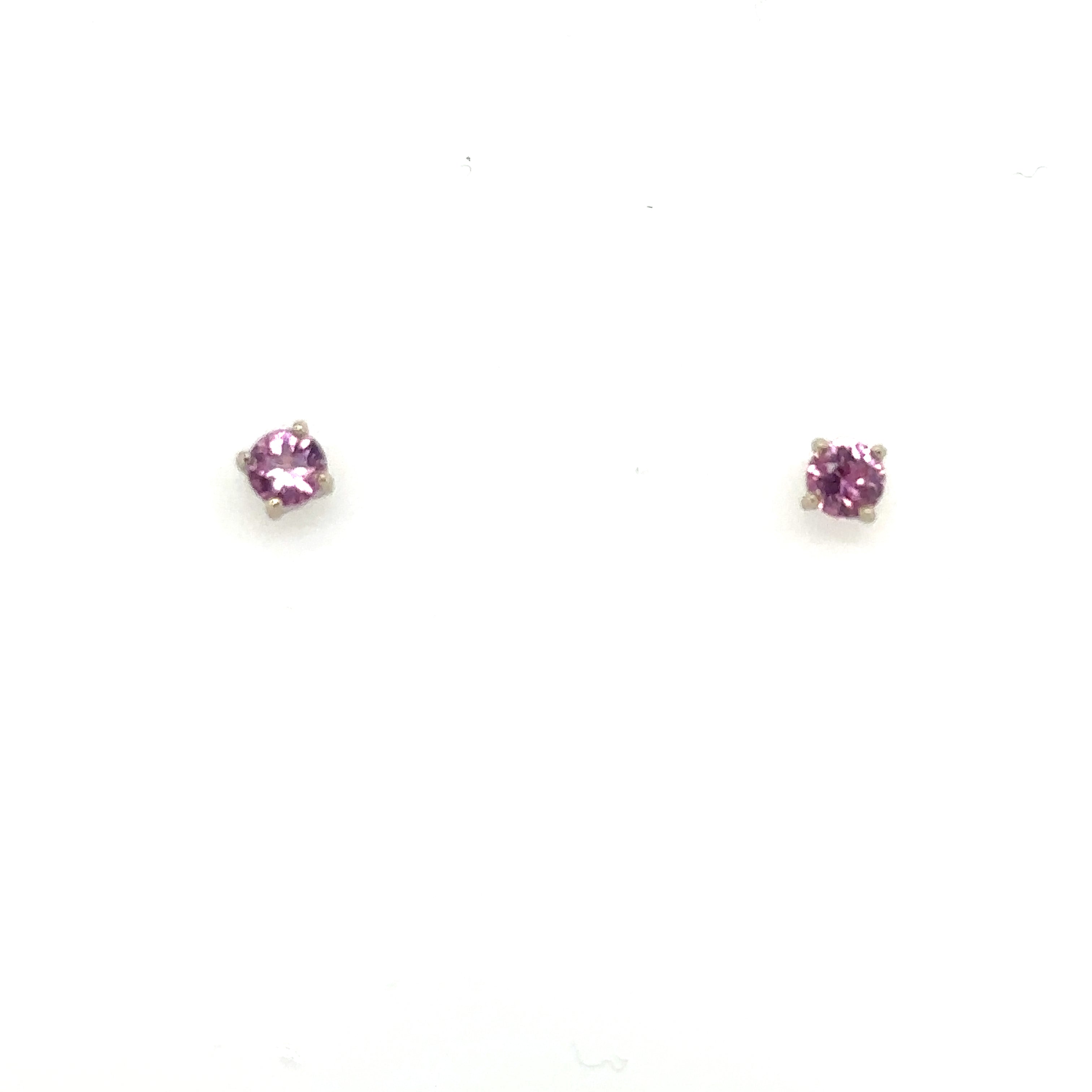 14K White Gold Pink Sapphire Stud Earrings