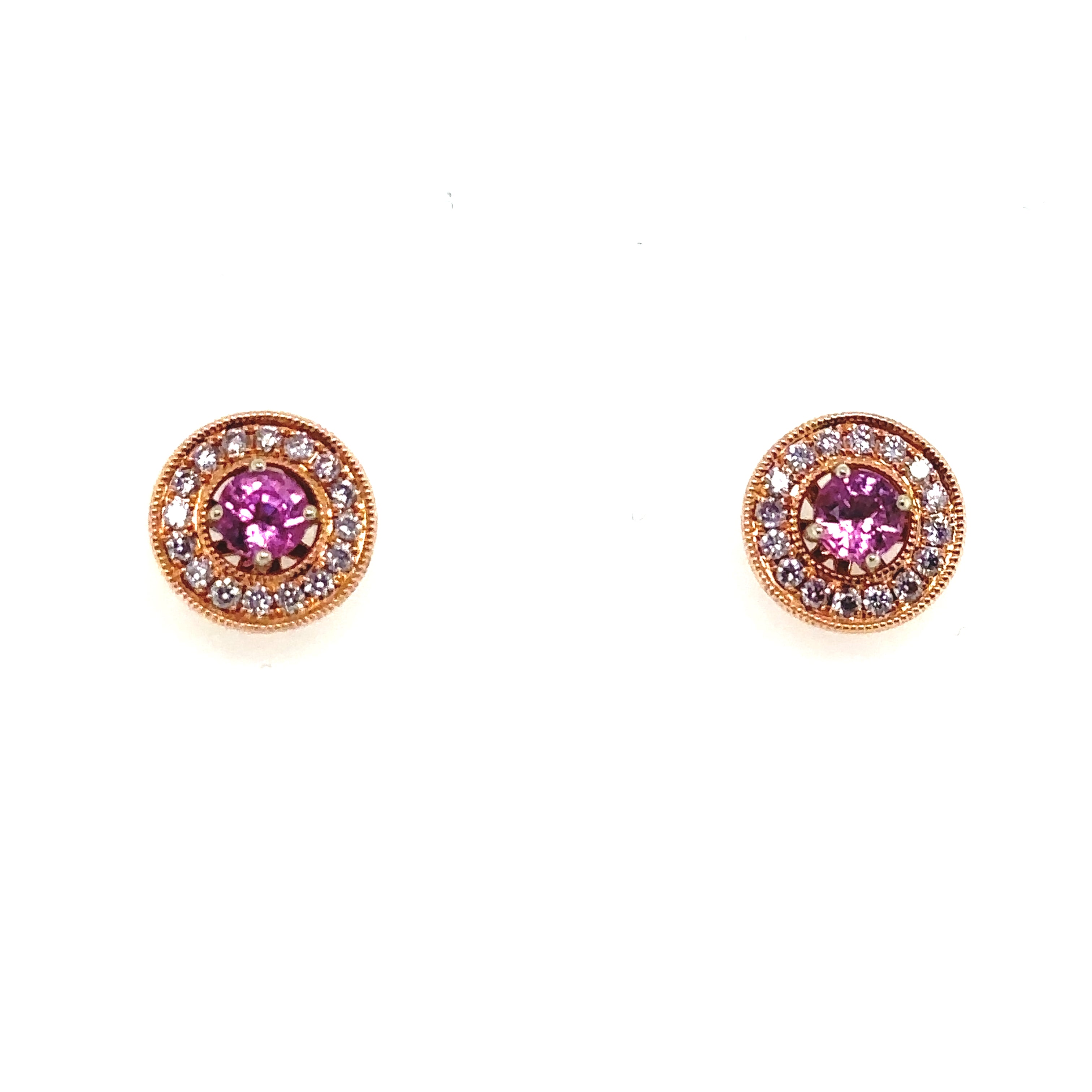 14K Rose Gold Jacket Earrings Featuring Pink Sapphires & Brilliant Diamonds