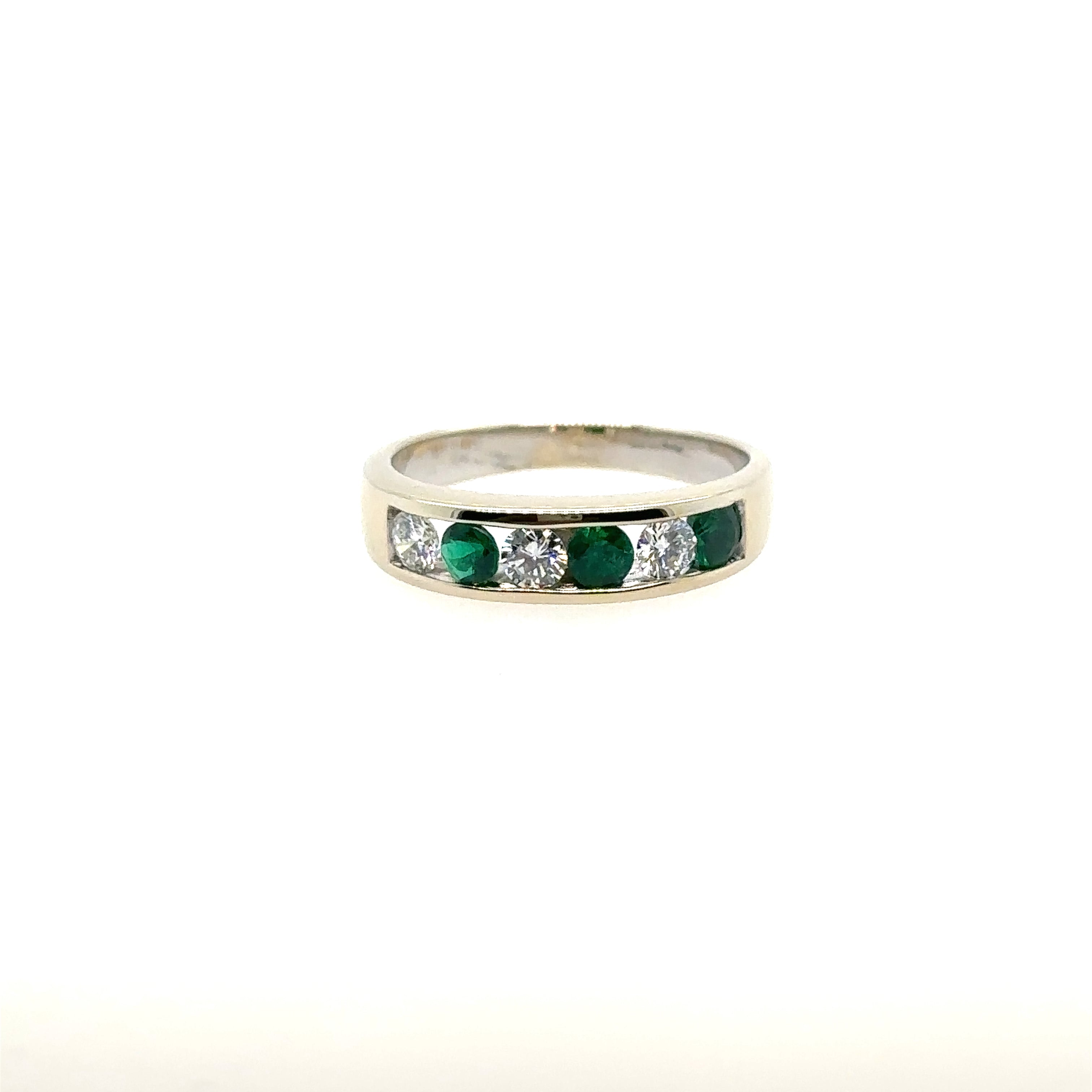 18K White Gold Emerald and Diamond Ring