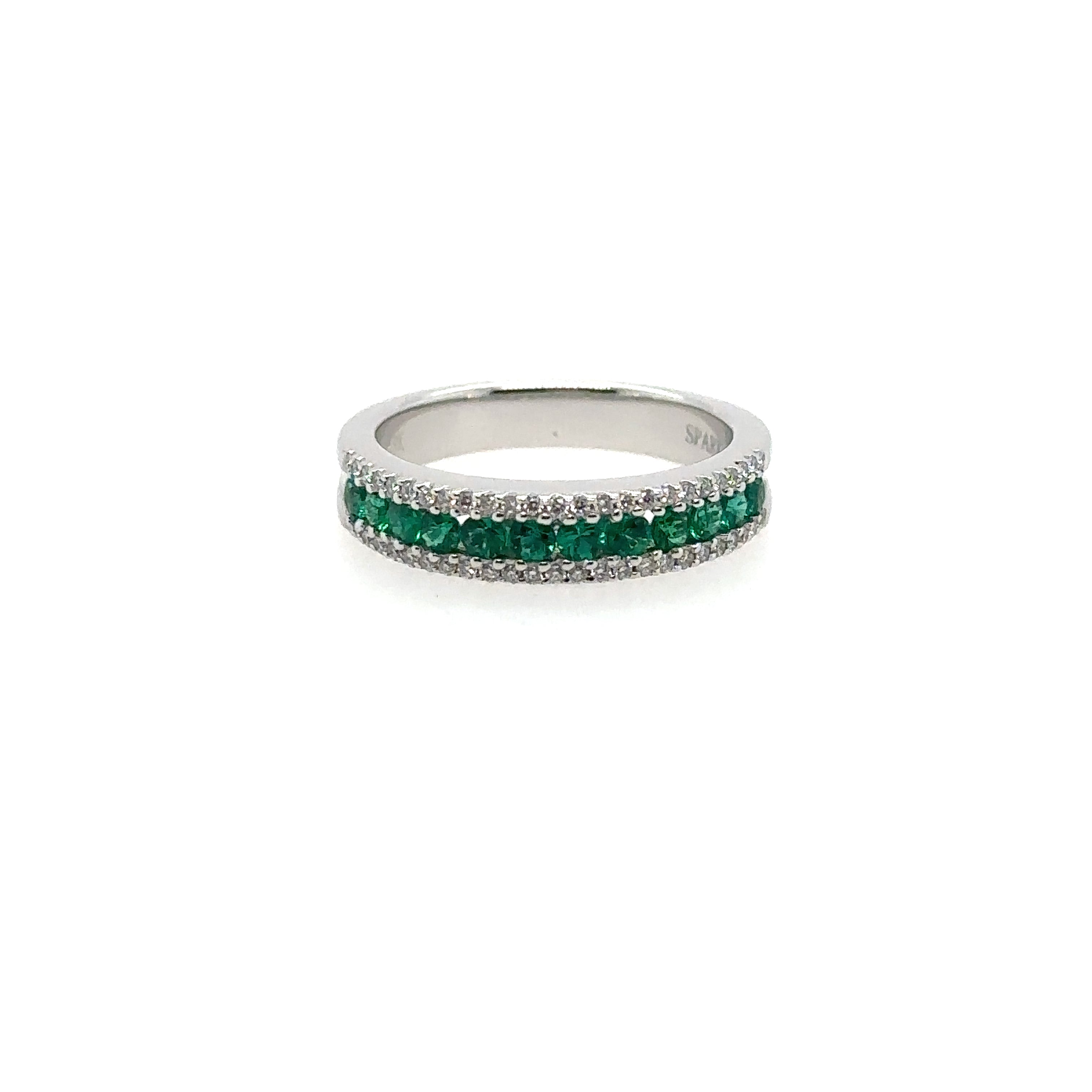 18K White Gold Emerald and Diamond Ring