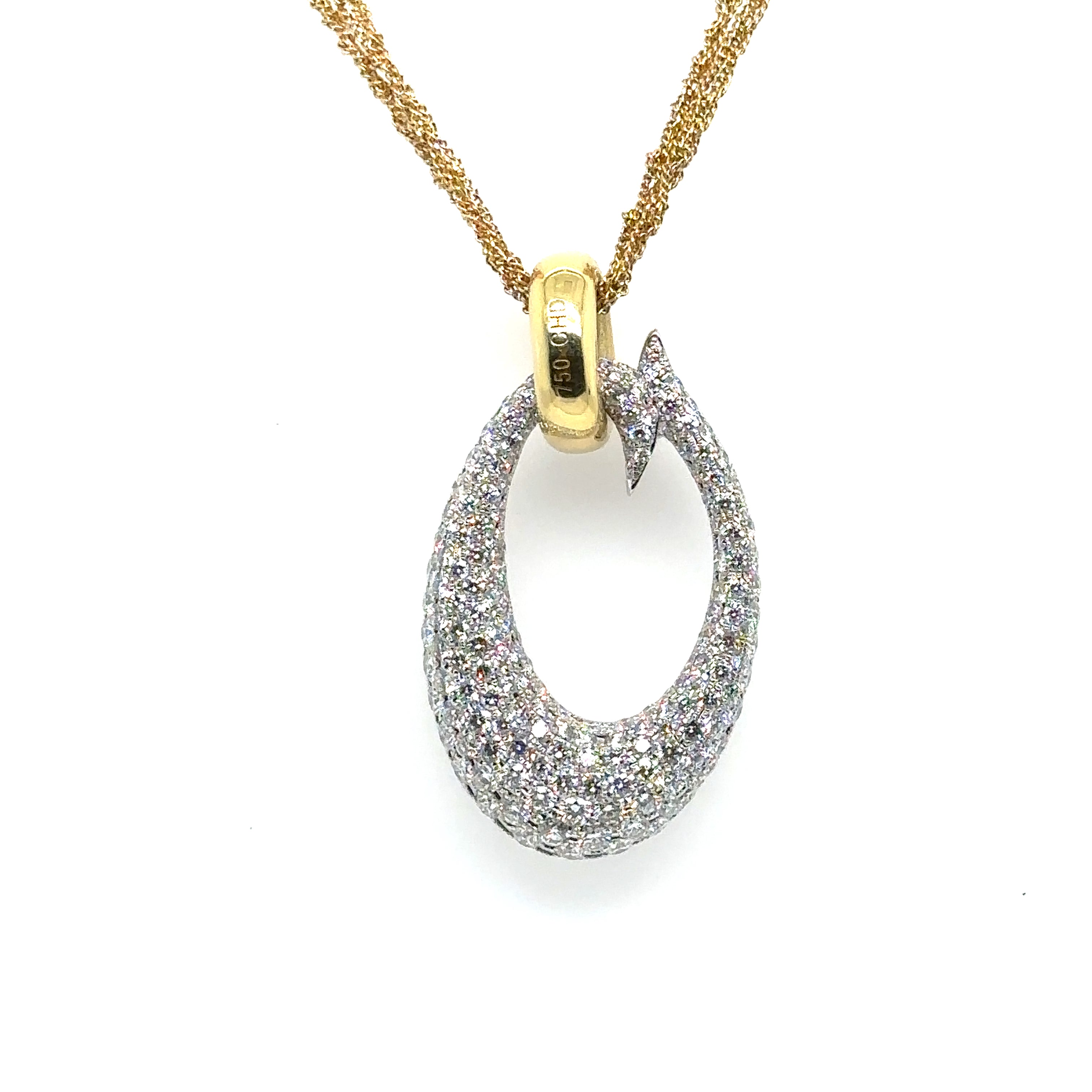 18K Yellow and White Gold Pave Diamond Pendant