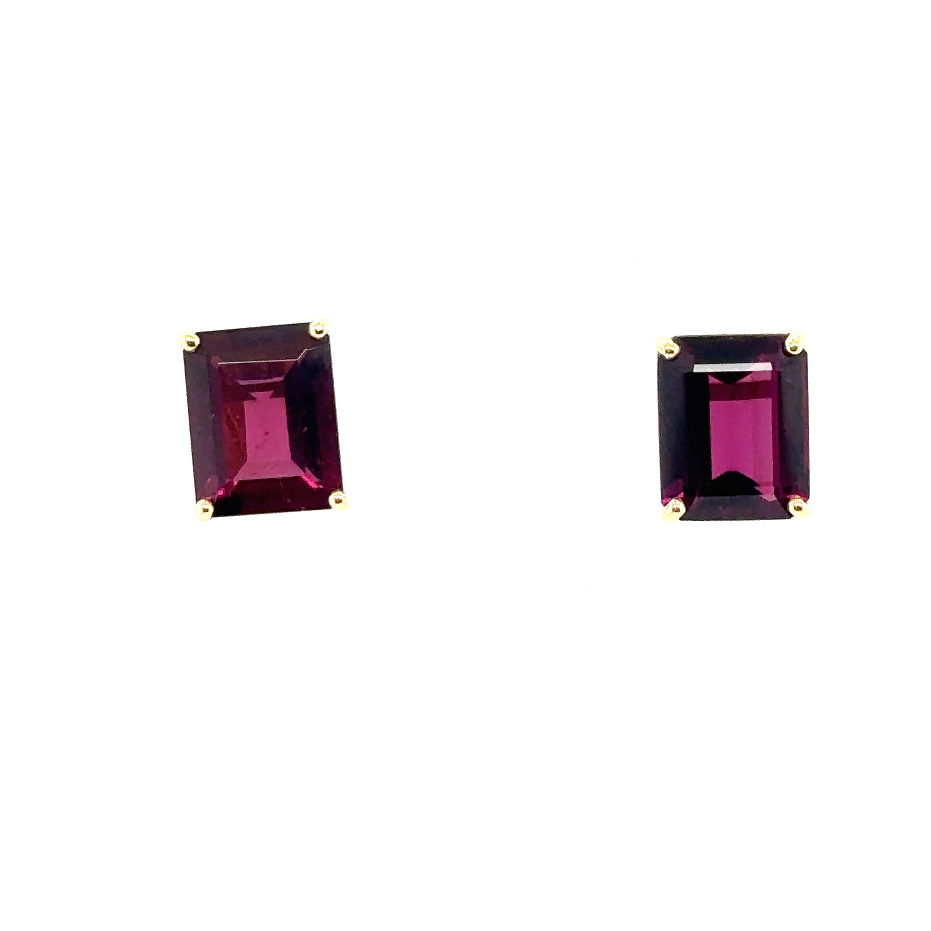 18K Yellow Gold Garnet Stud Earrings