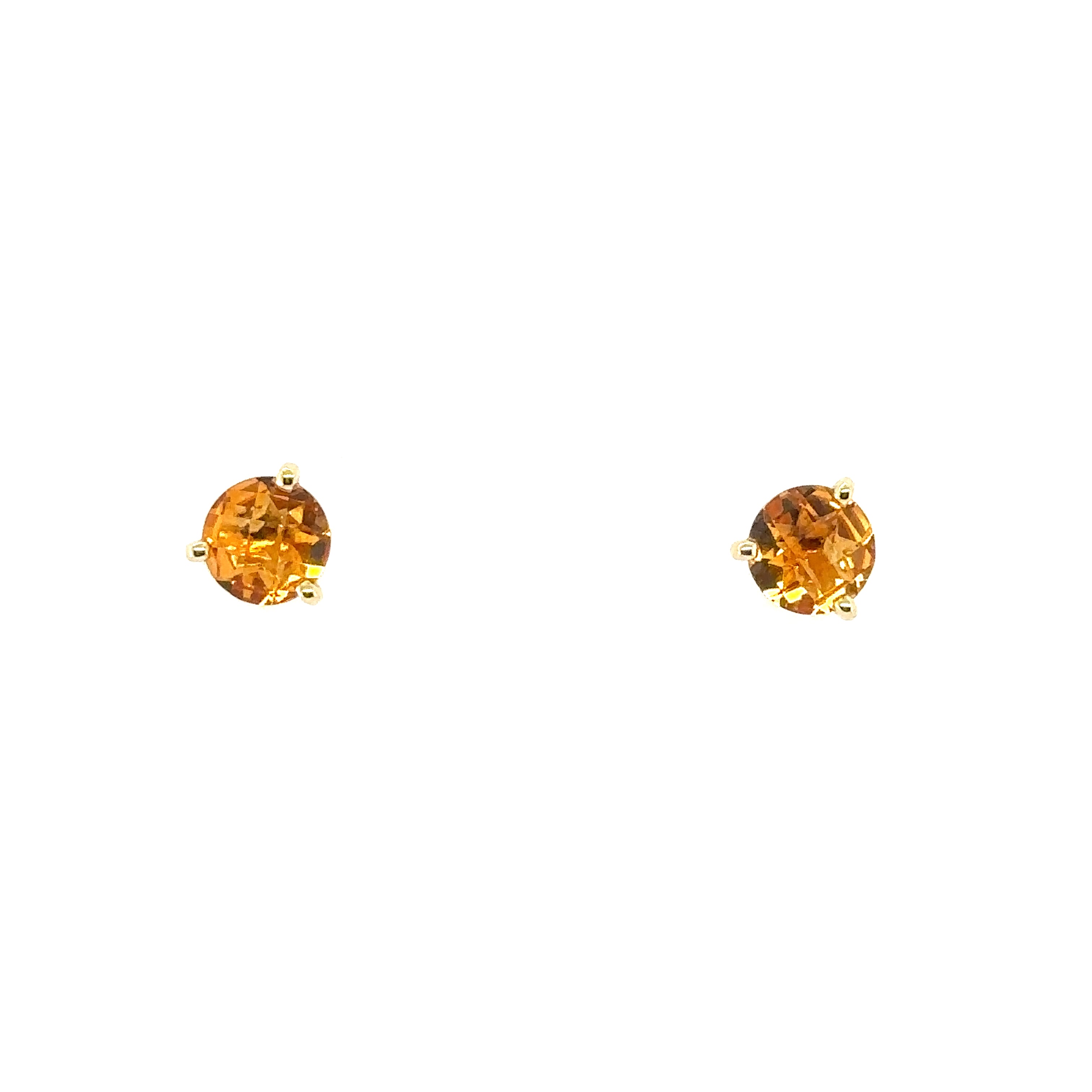 14K Yellow Gold Citrine Stud Earrings