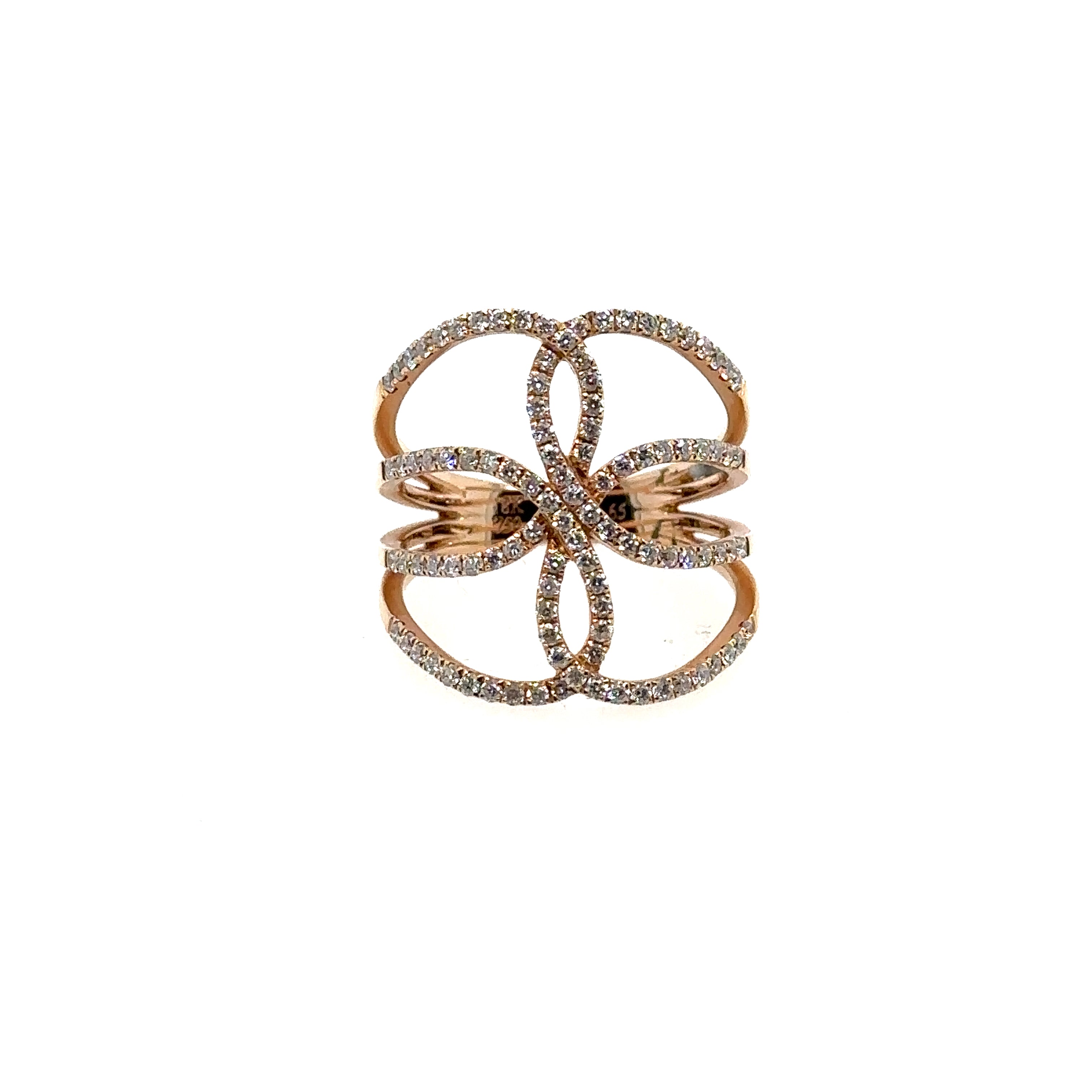 18K Rose Gold Floral Diamond Ring