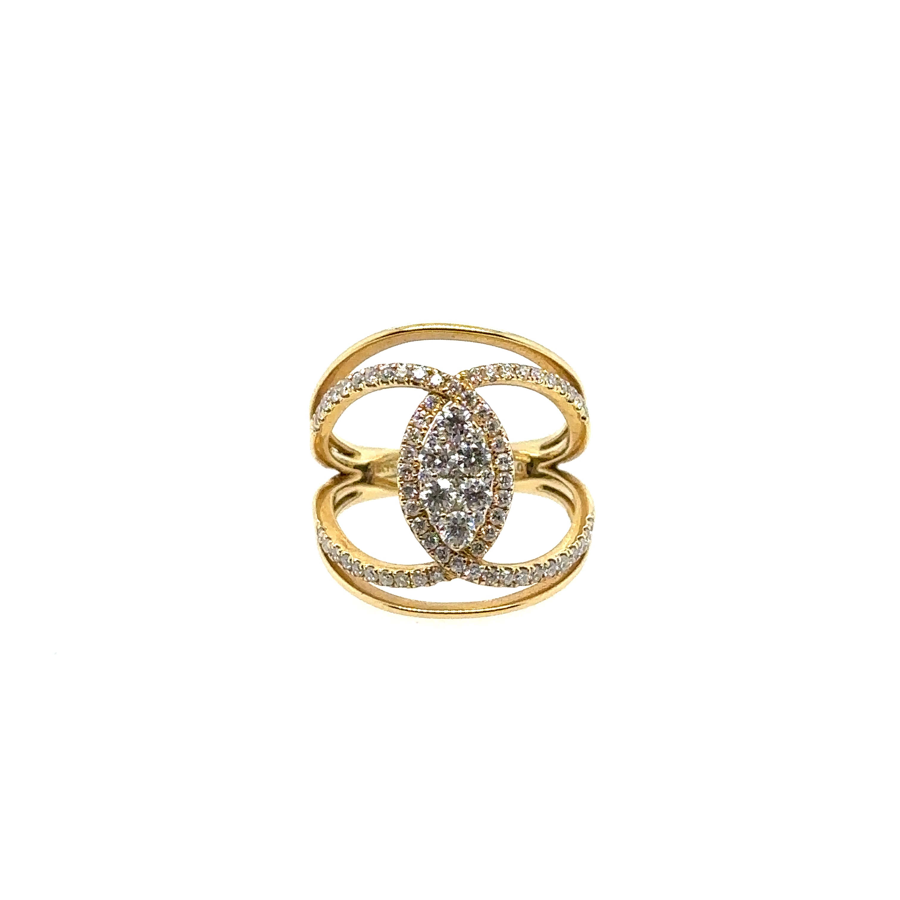 18K Yellow Gold Diamond Cluster Ring 1.01CT