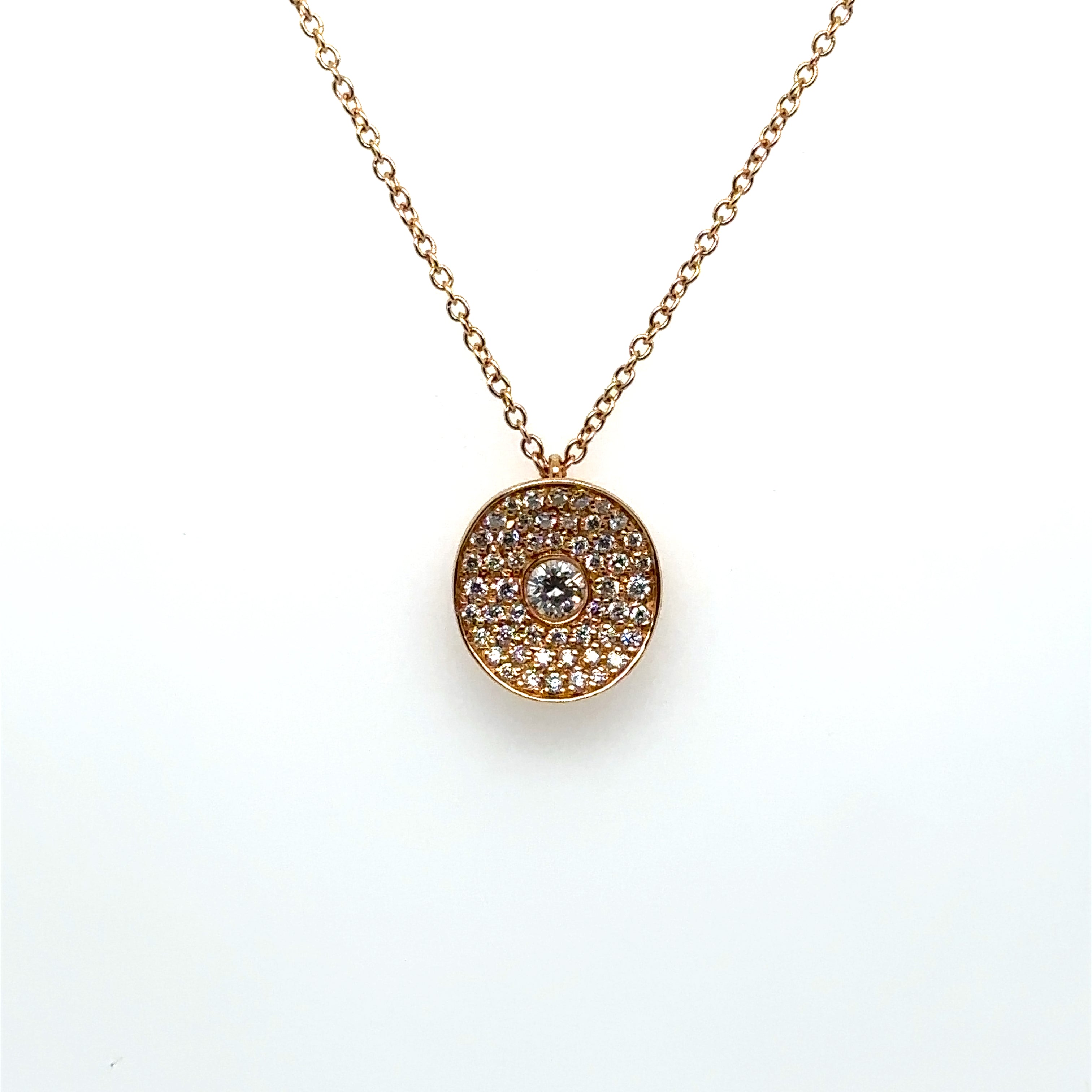 18K Rose Gold Diamond Pave Pendant