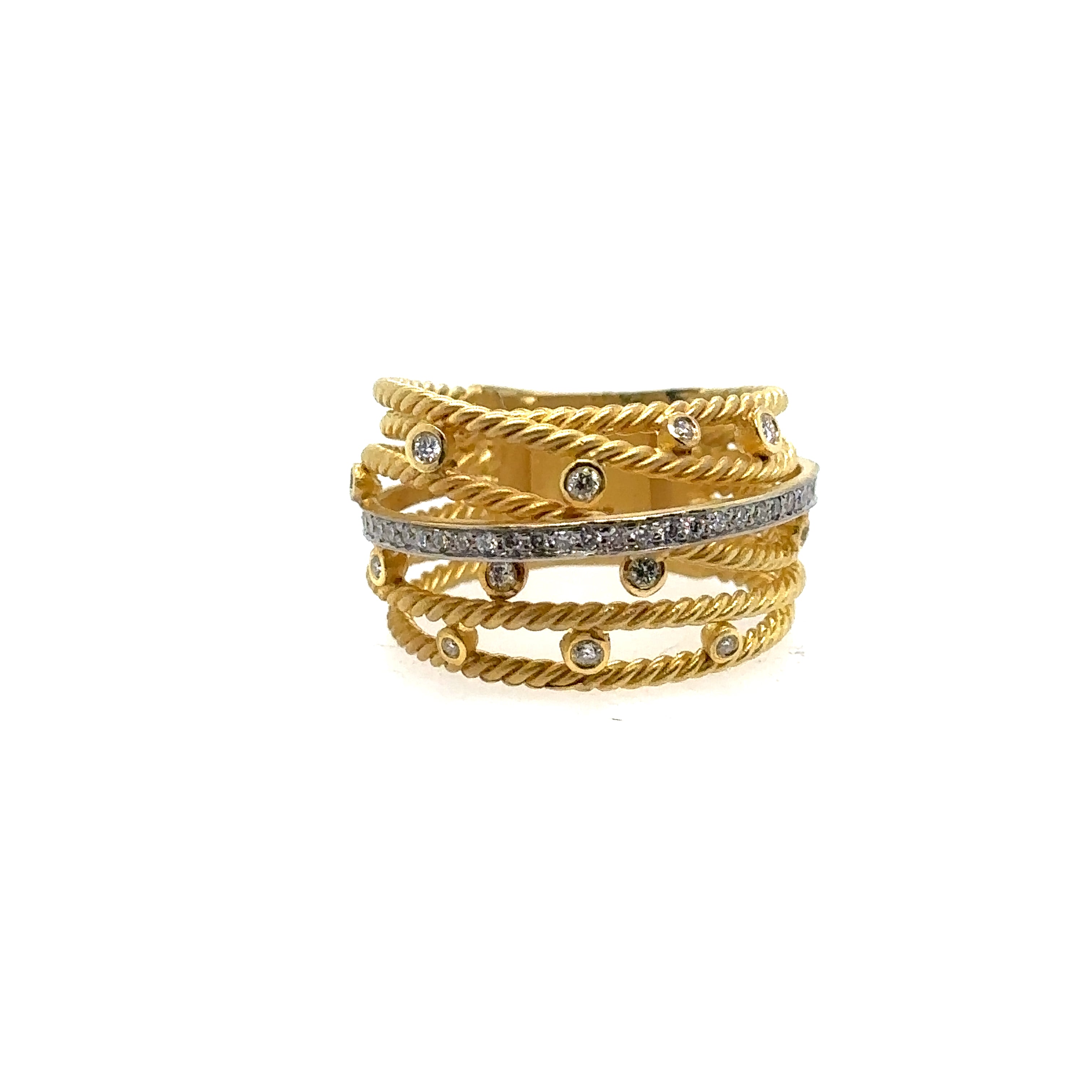 14K Yellow Gold Strand Diamond Ring .35ct