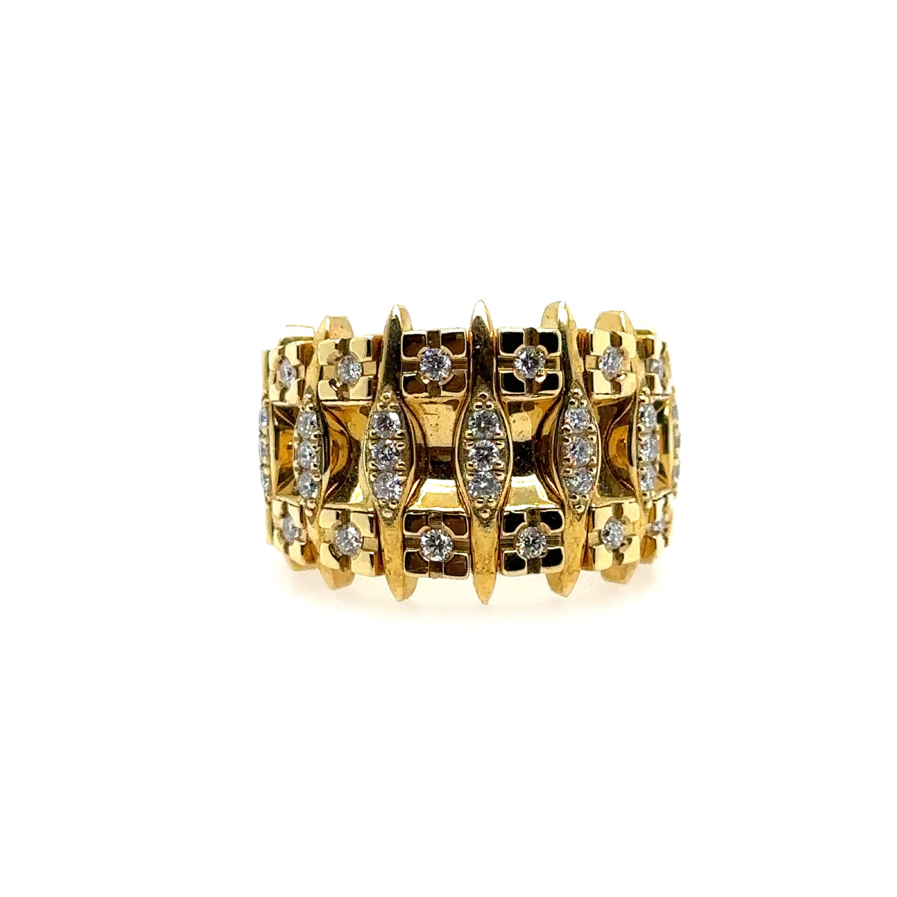 18K Yellow Gold Expandable Ring .79ct