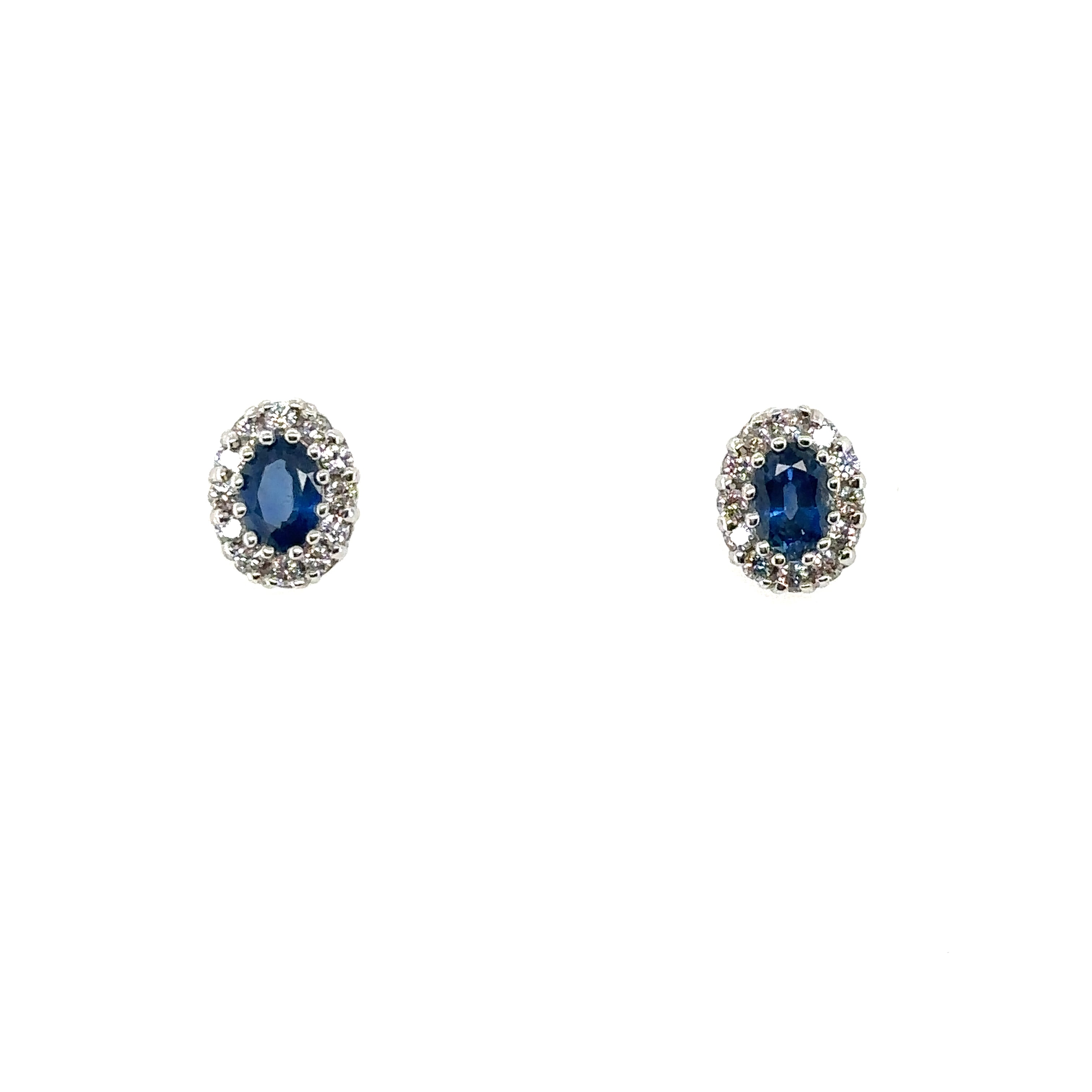 Timeless 14K White Gold Earrings Featuring 1.24CT Sapphires & 24 Diamonds
