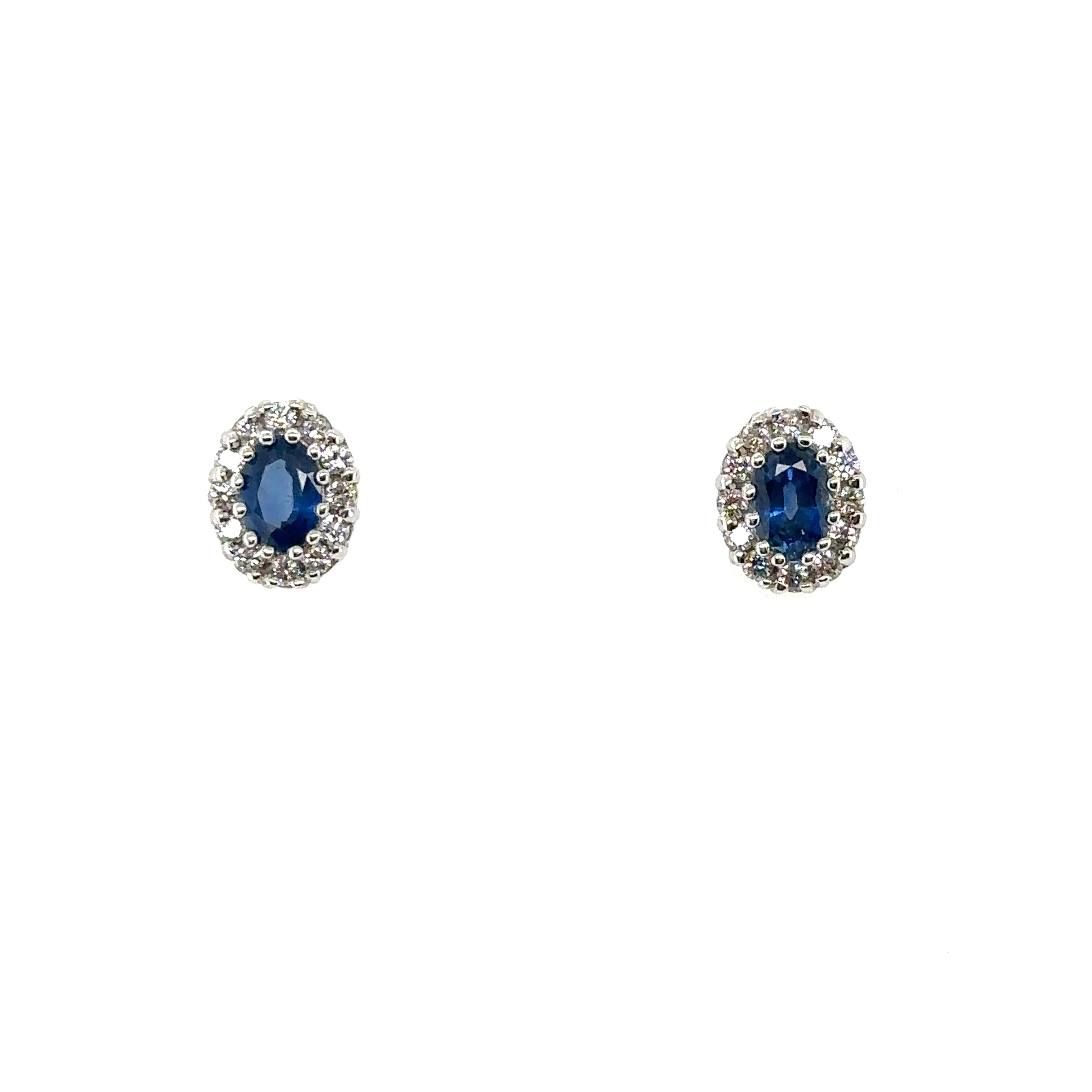 14K White Gold Sapphire and Diamond Earrings